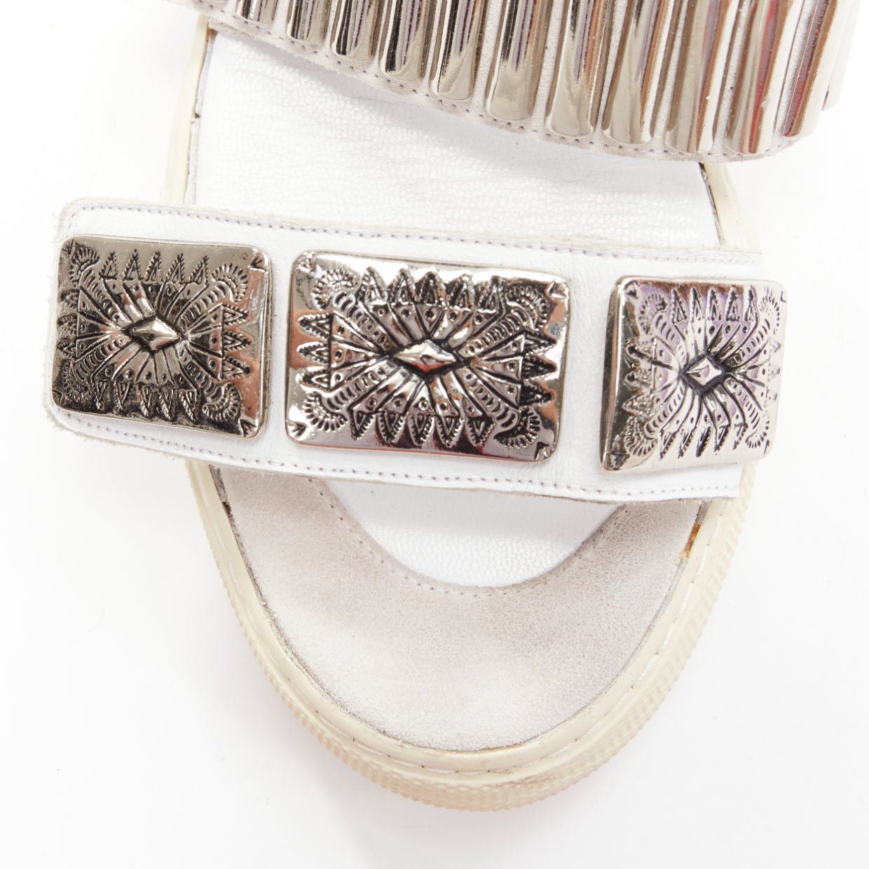 Toga TOGA ARCHIVES 2022 white leather silver metal plate buckle sandals EU39 Size US 9 / IT 39 - 6 Thumbnail