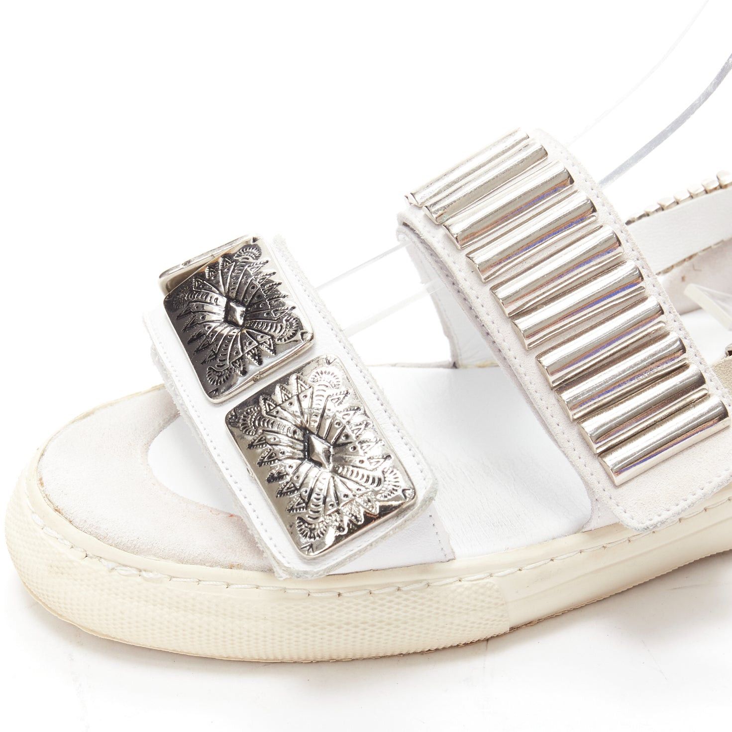 Toga TOGA ARCHIVES 2022 white leather silver metal plate buckle sandals EU39 Size US 9 / IT 39 - 7 Thumbnail