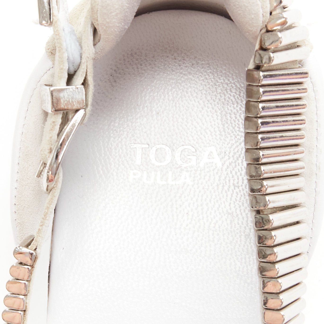 Toga TOGA ARCHIVES 2022 white leather silver metal plate buckle sandals EU39 Size US 9 / IT 39 - 9 Thumbnail