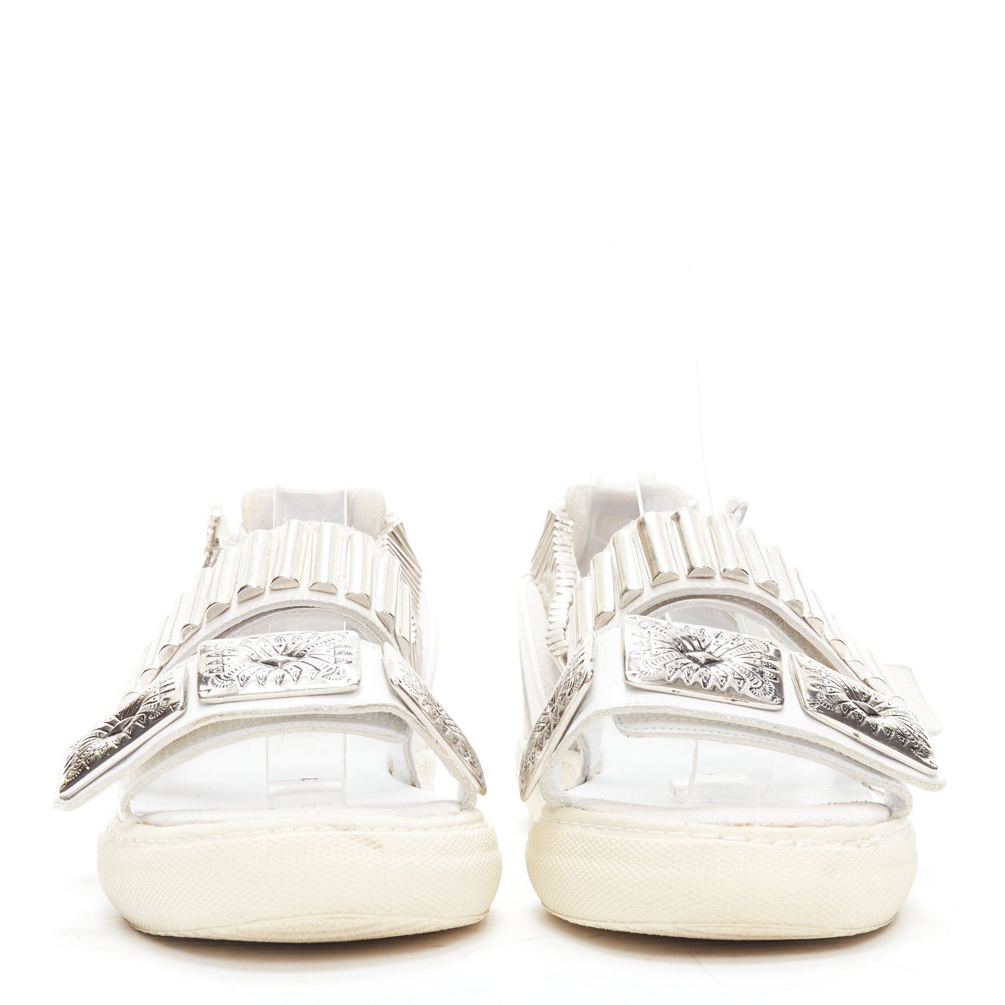 Toga TOGA ARCHIVES 2022 white leather silver metal plate buckle sandals EU39 Size US 9 / IT 39 - 3 Thumbnail