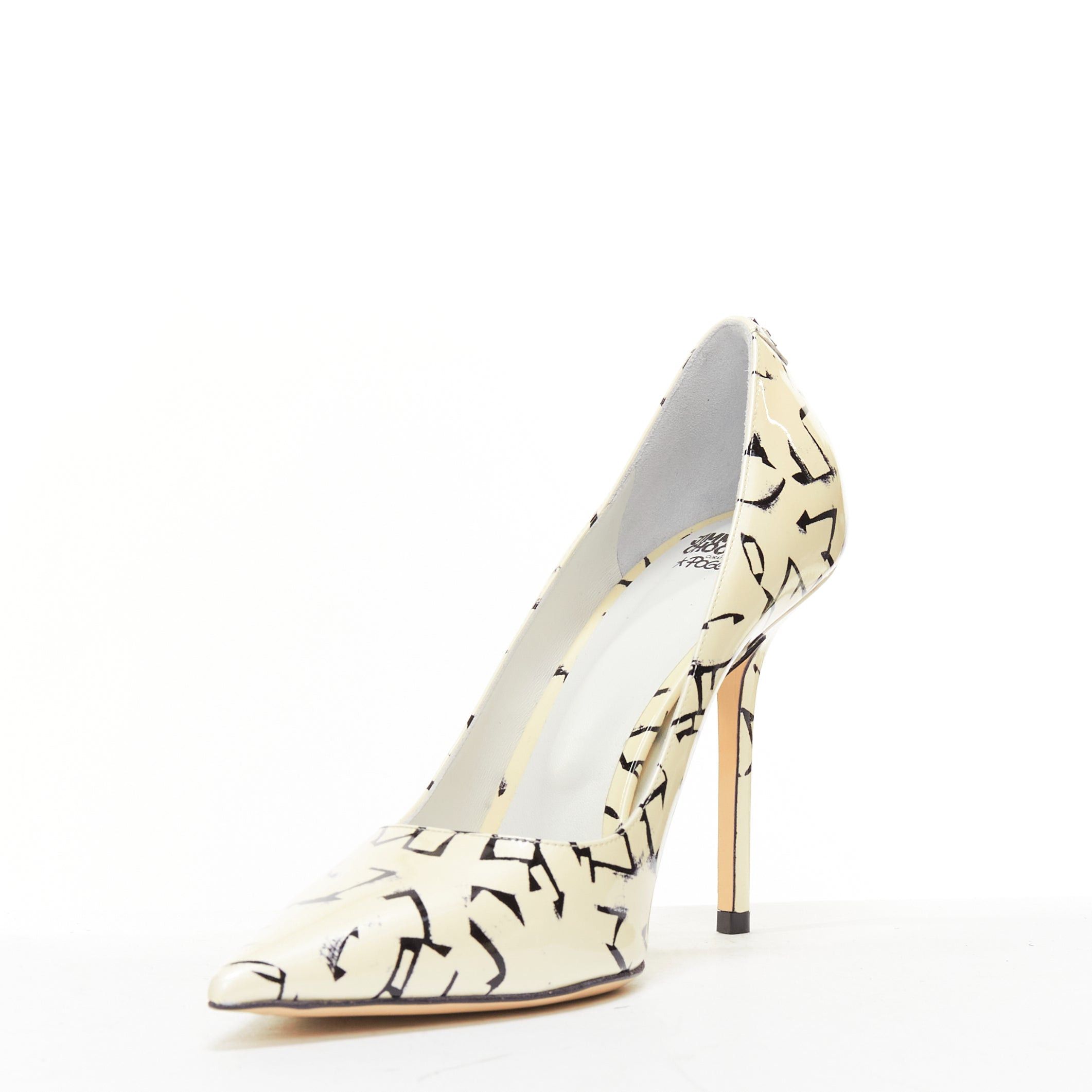 Jimmy Choo JIMMY CHOO ERIC HAZE Poggy black graphics pearl leather pumps EU38.5 Size US 8.5 / IT 38.5 - 4 Thumbnail