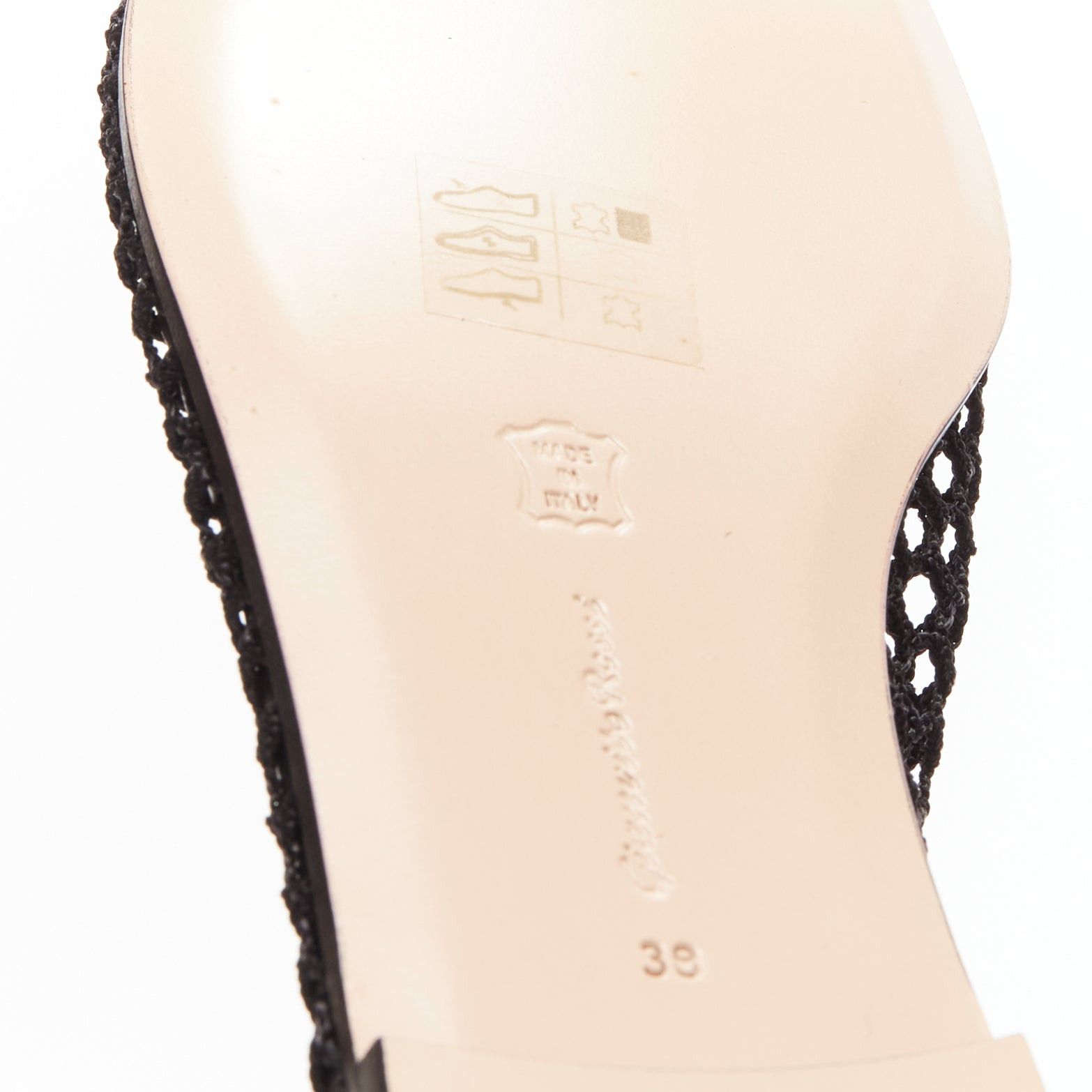 Gianvito Rossi GIANVITO ROSSI Helena black crochet mesh gold rings lace up sandals EU38 Size US 8 / IT 38 - 10 Thumbnail