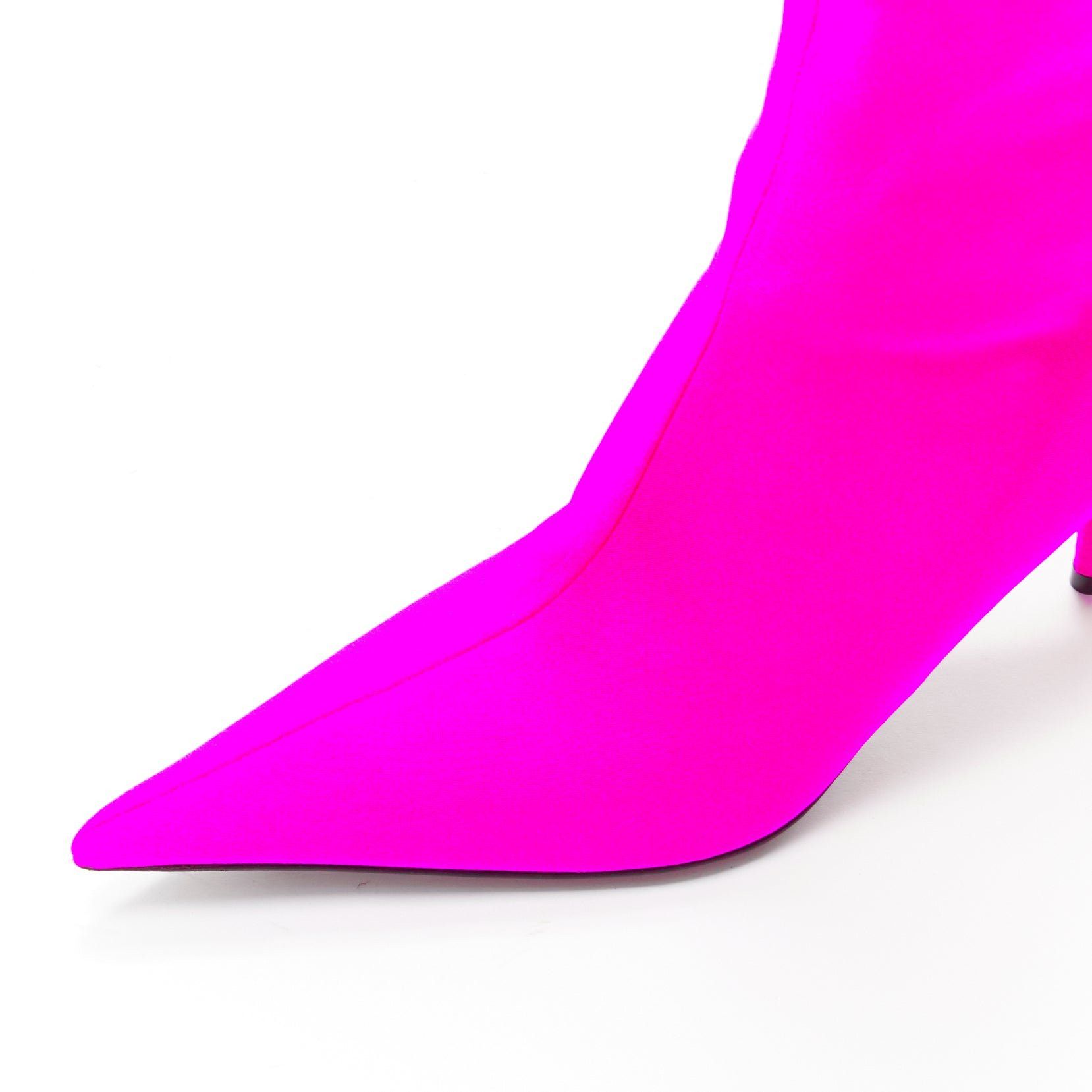 Balenciaga BALENCIAGA Knife neon pink lycra pointed sock boots EU38 Kim Kardashian Size US 8 / IT 38 - 7 Thumbnail
