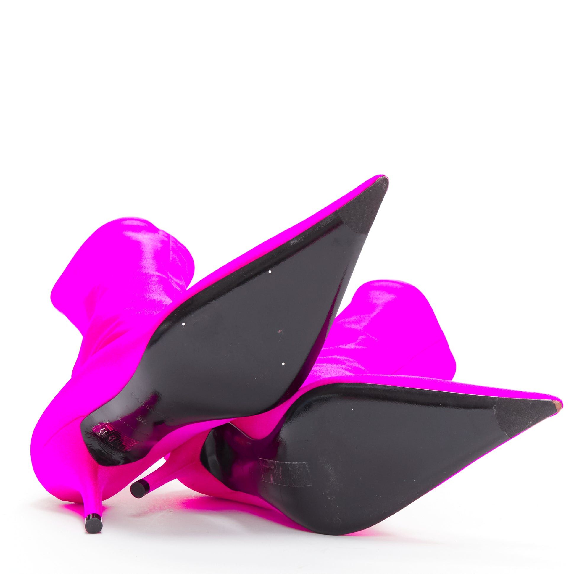 Balenciaga BALENCIAGA Knife neon pink lycra pointed sock boots EU38 Kim Kardashian Size US 8 / IT 38 - 11 Thumbnail