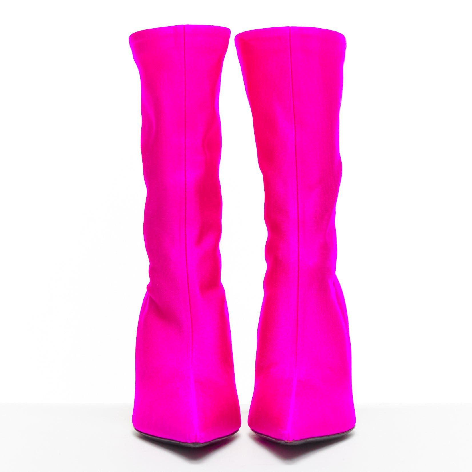Balenciaga BALENCIAGA Knife neon pink lycra pointed sock boots EU38 Kim Kardashian Size US 8 / IT 38 - 3 Thumbnail