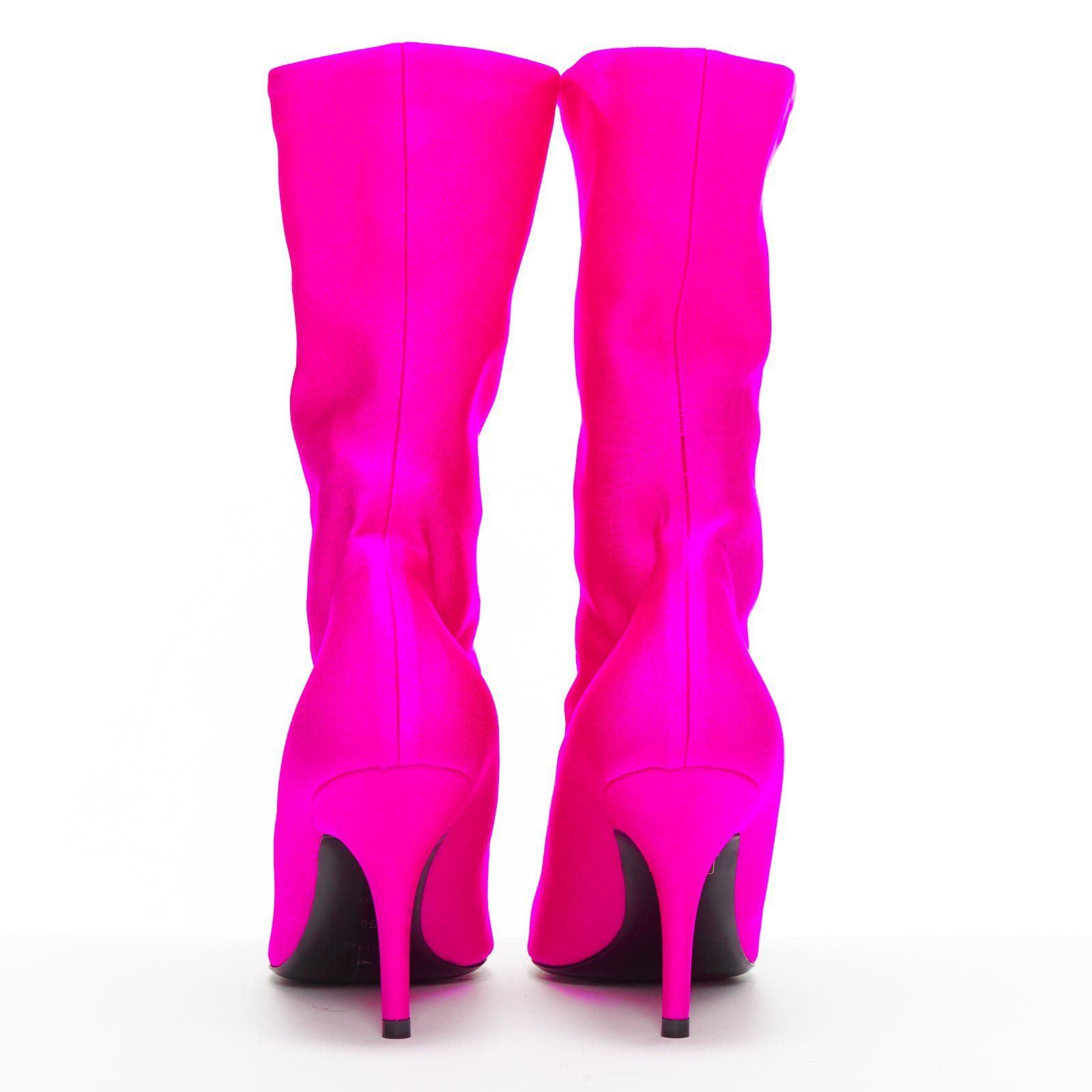 Balenciaga BALENCIAGA Knife neon pink lycra pointed sock boots EU38 Kim Kardashian Size US 8 / IT 38 - 5 Thumbnail