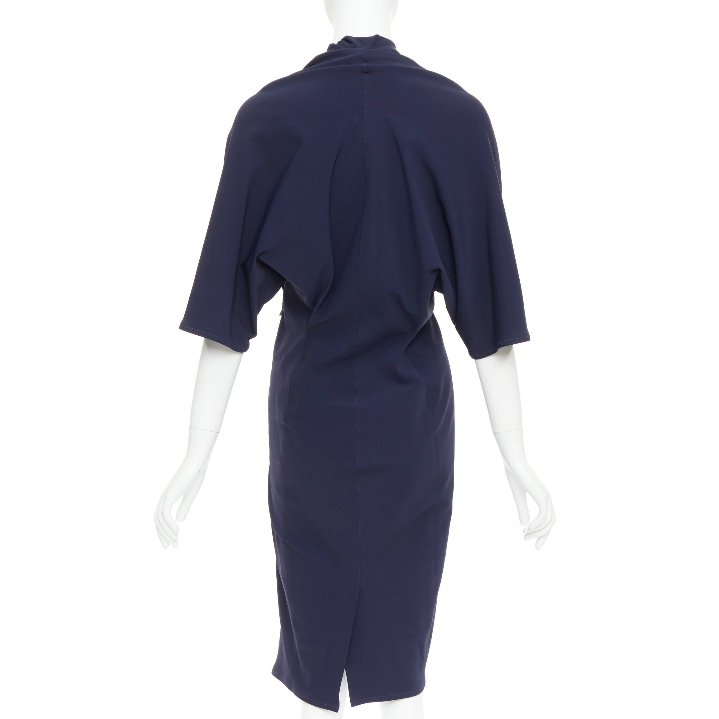 Lanvin LANVIN 2011 Alber Elbaz navy drape V neck side zip side dolman dress FR40 L Size M / US 6-8 / IT 42-44 - 5 Thumbnail