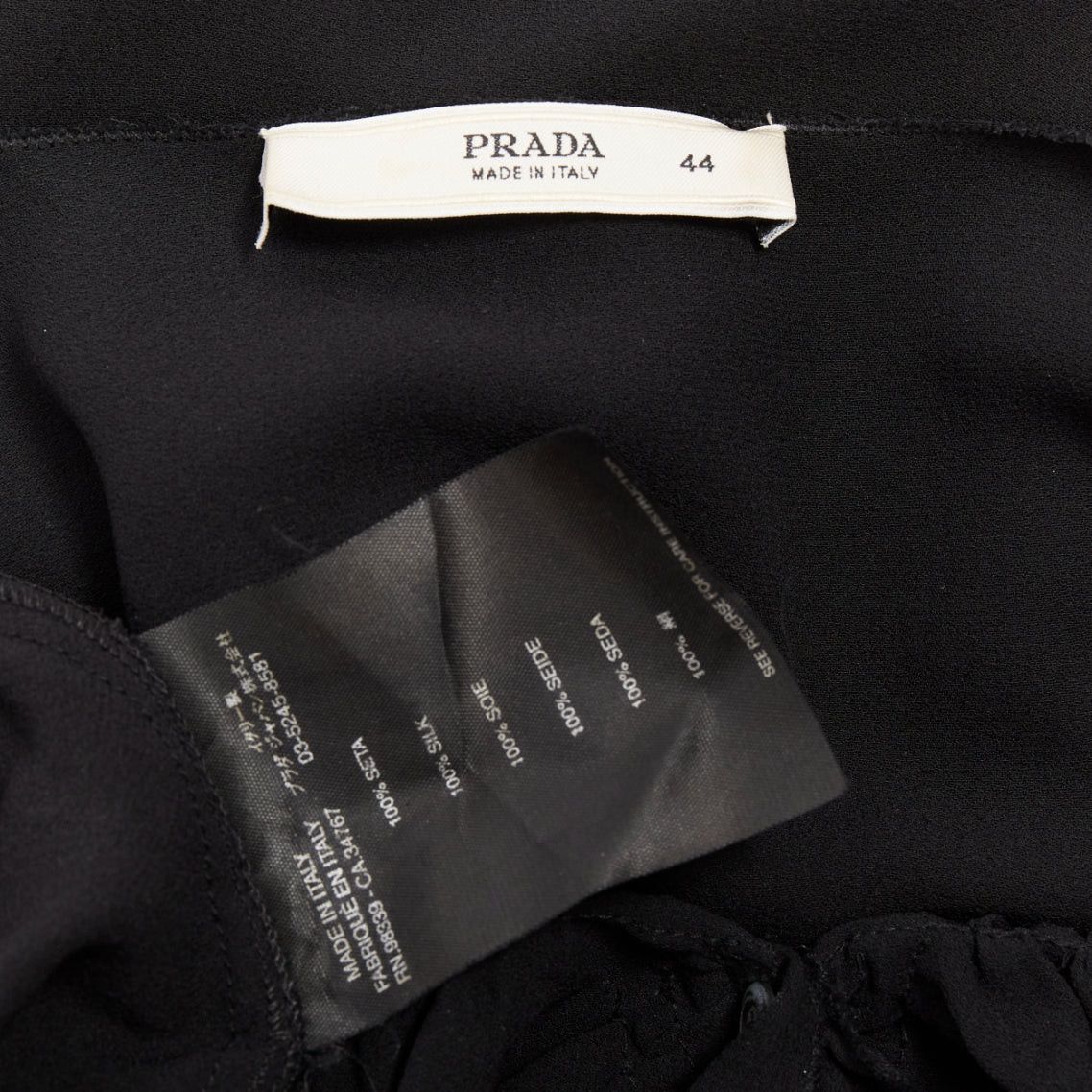 Prada PRADA Vintage black silk ruched ruffle front V neck dress IT44 L Size M / US 6-8 / IT 42-44 - 8 Thumbnail