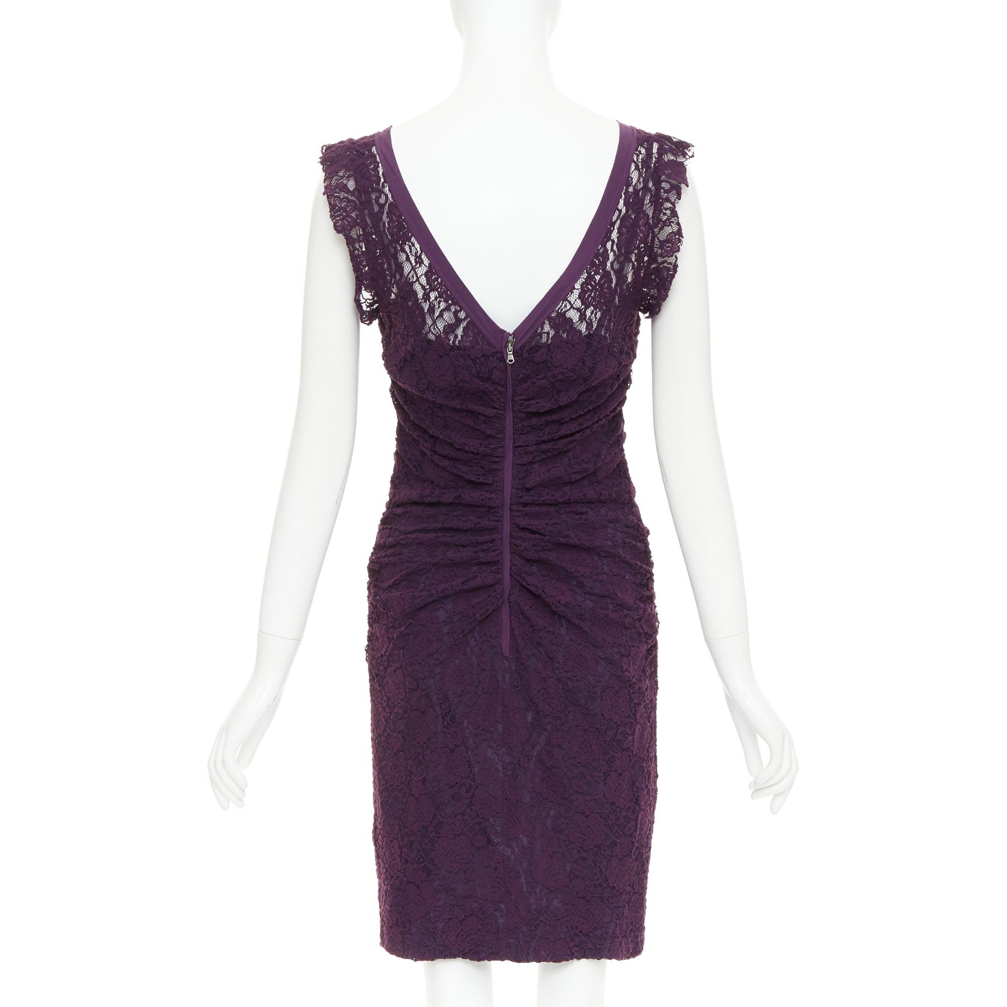 Dolce & Gabbana DOLCE GABBANA purple floral sheer lace overlay cocktail dress IT46 XL Size L / US 10 / IT 46 - 5 Thumbnail
