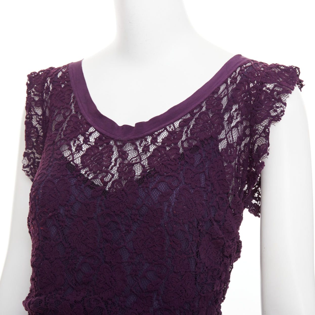 Dolce & Gabbana DOLCE GABBANA purple floral sheer lace overlay cocktail dress IT46 XL Size L / US 10 / IT 46 - 2 Thumbnail