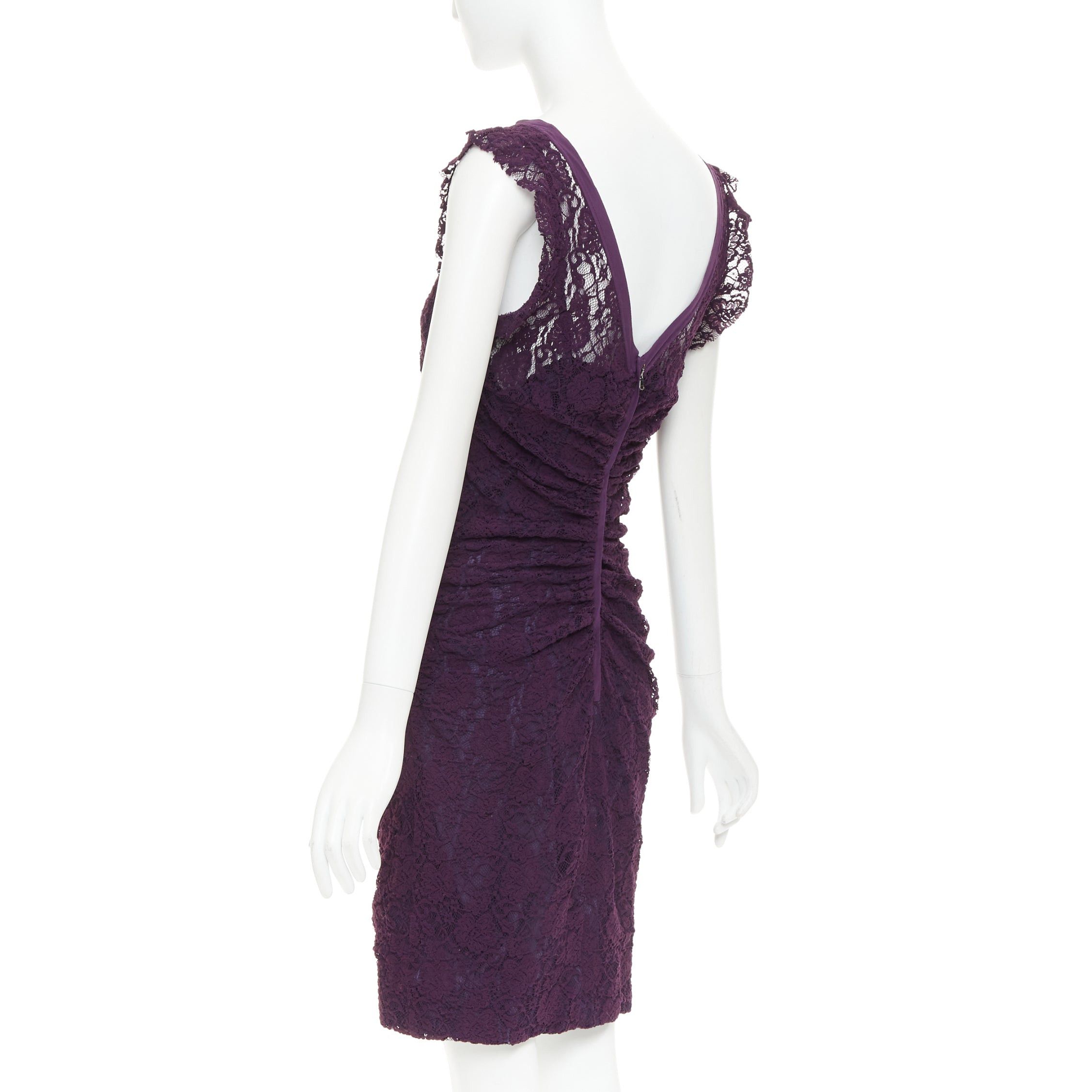 Dolce & Gabbana DOLCE GABBANA purple floral sheer lace overlay cocktail dress IT46 XL Size L / US 10 / IT 46 - 6 Thumbnail