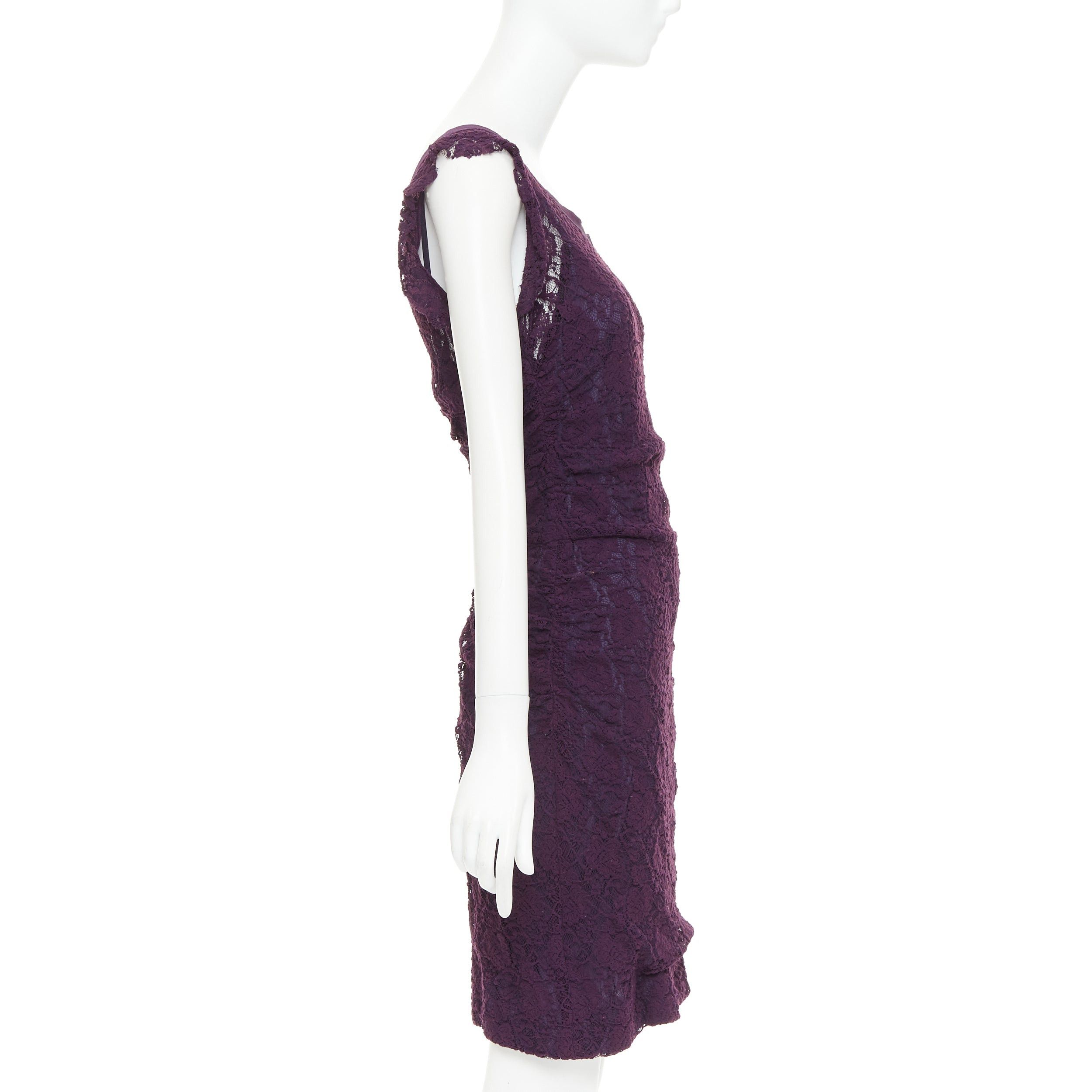 Dolce & Gabbana DOLCE GABBANA purple floral sheer lace overlay cocktail dress IT46 XL Size L / US 10 / IT 46 - 4 Thumbnail