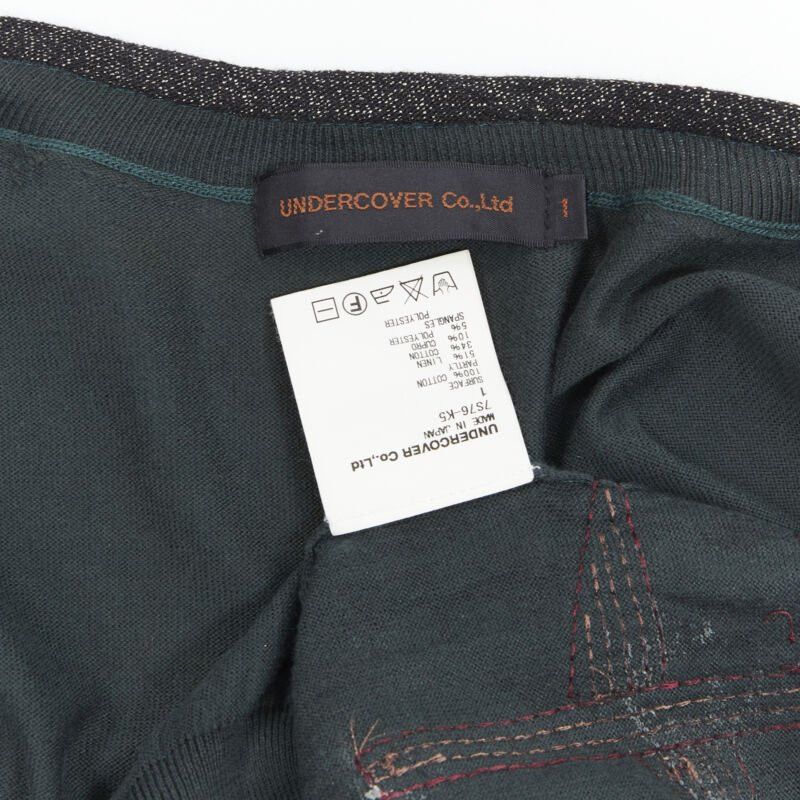 Undercover UNDERCOVER dark green cotton sequins floral patch lurex trimmed cardigan JP1 S Size S / US 4 / IT 40 - 9 Thumbnail