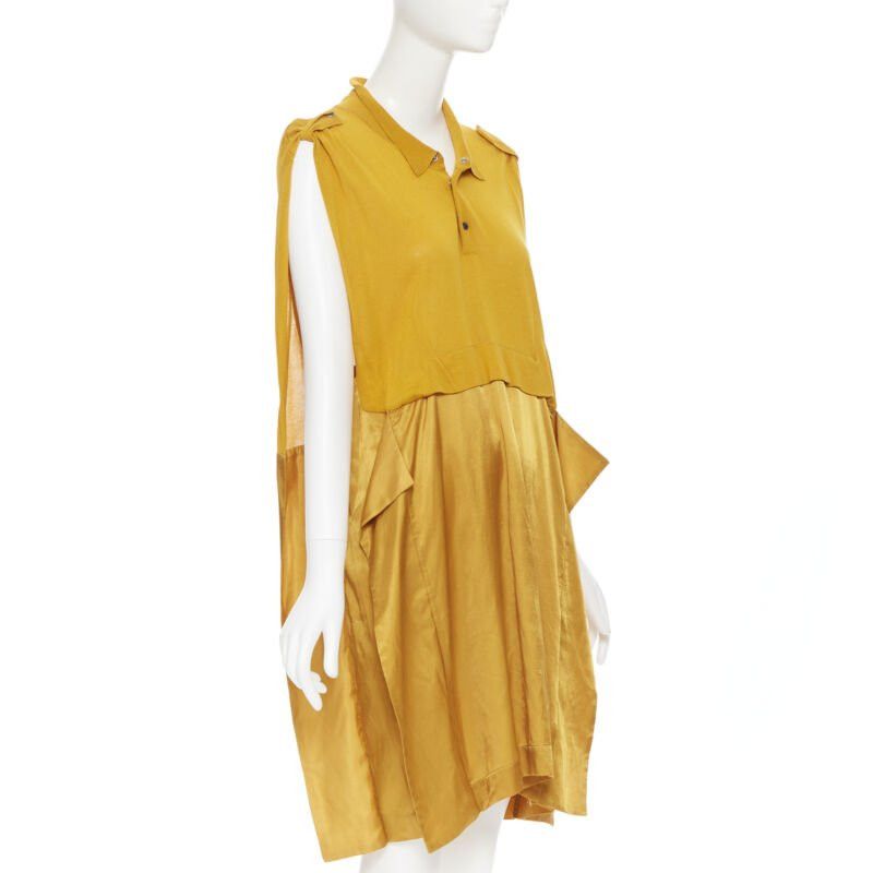 Toga TOGA ARCHIVES mustard yellow knit polo draped skirt boxy casual dress JP1 M Size M / US 6-8 / IT 42-44 - 2 Thumbnail