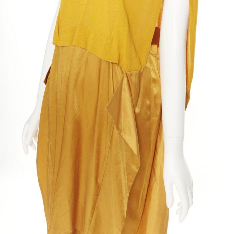 Toga TOGA ARCHIVES mustard yellow knit polo draped skirt boxy casual dress JP1 M Size M / US 6-8 / IT 42-44 - 8 Thumbnail
