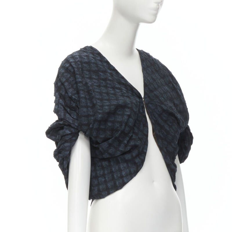 Ports 1961 PORTS 1961 black blue Shibori dyed crinkled voluminous cropped bolero US0 XS Size XS / US 0-2 / IT 36-38 - 3 Thumbnail