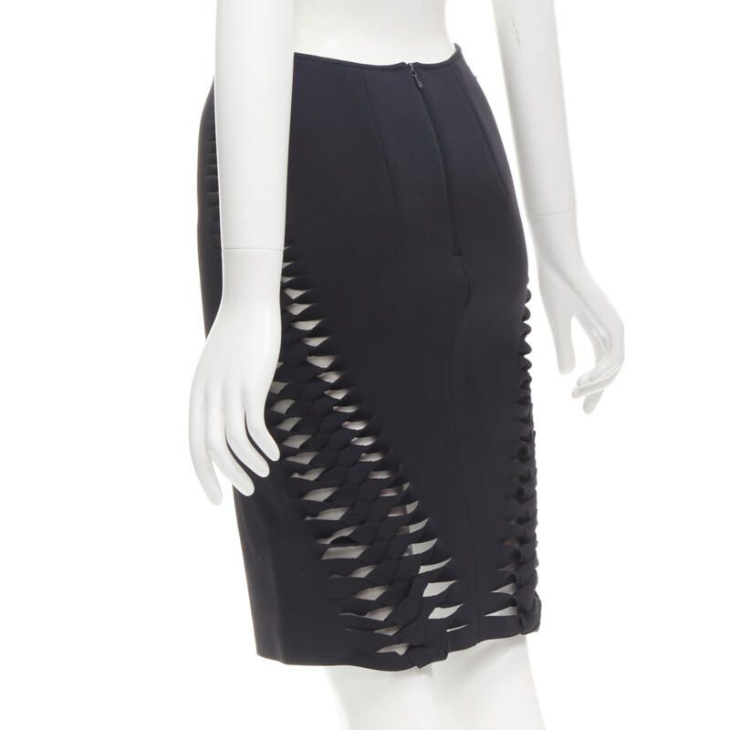 Dion Lee DION LEE black cut out braid knot detail pencil skirt AUS8 US4 S Size 28" / US 6 / IT 42 - 6 Thumbnail