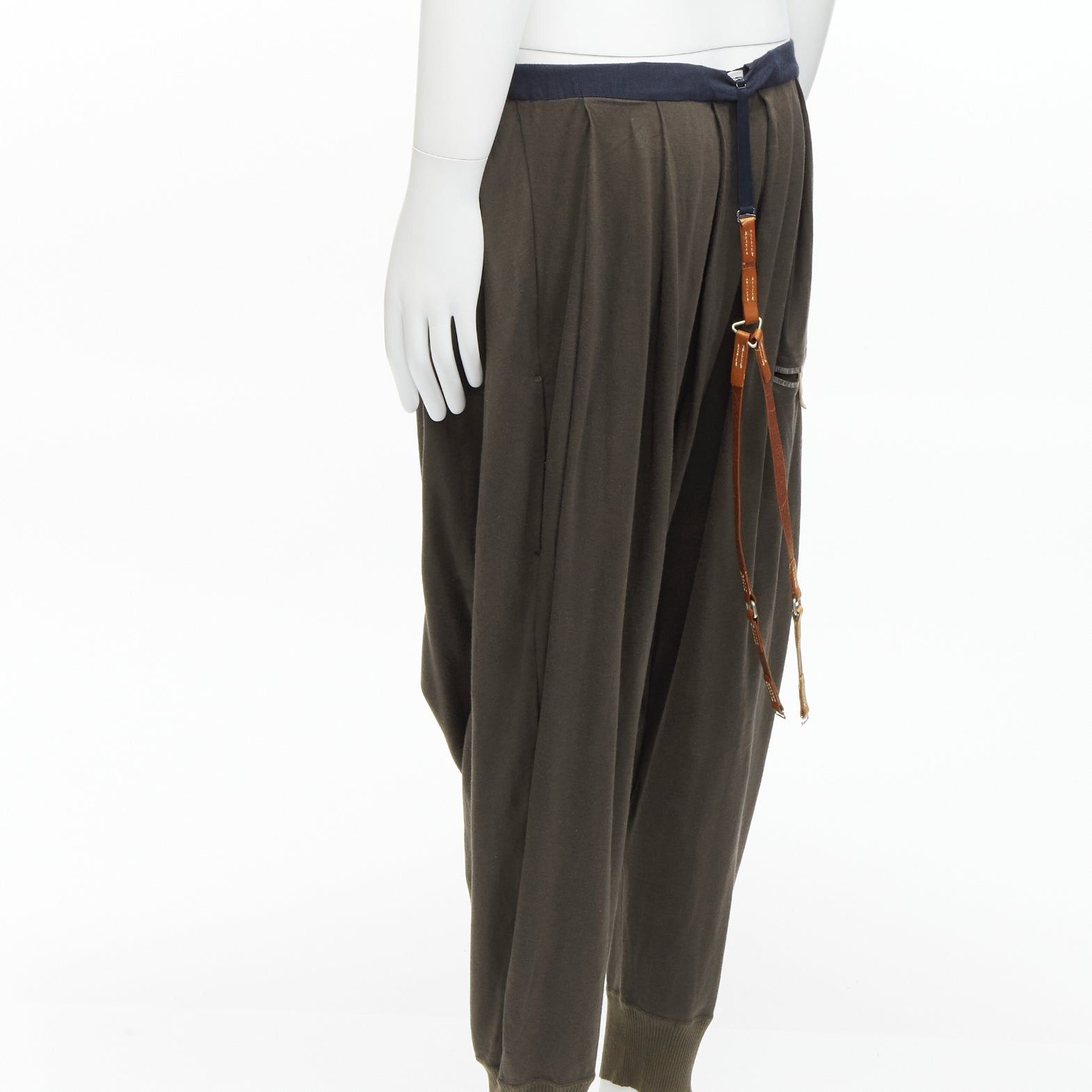 Undercover UNDERCOVER charcoal brown cotton leather suspenders drop crotch pants JP1 S Size US 28 / EU 44 - 6 Thumbnail