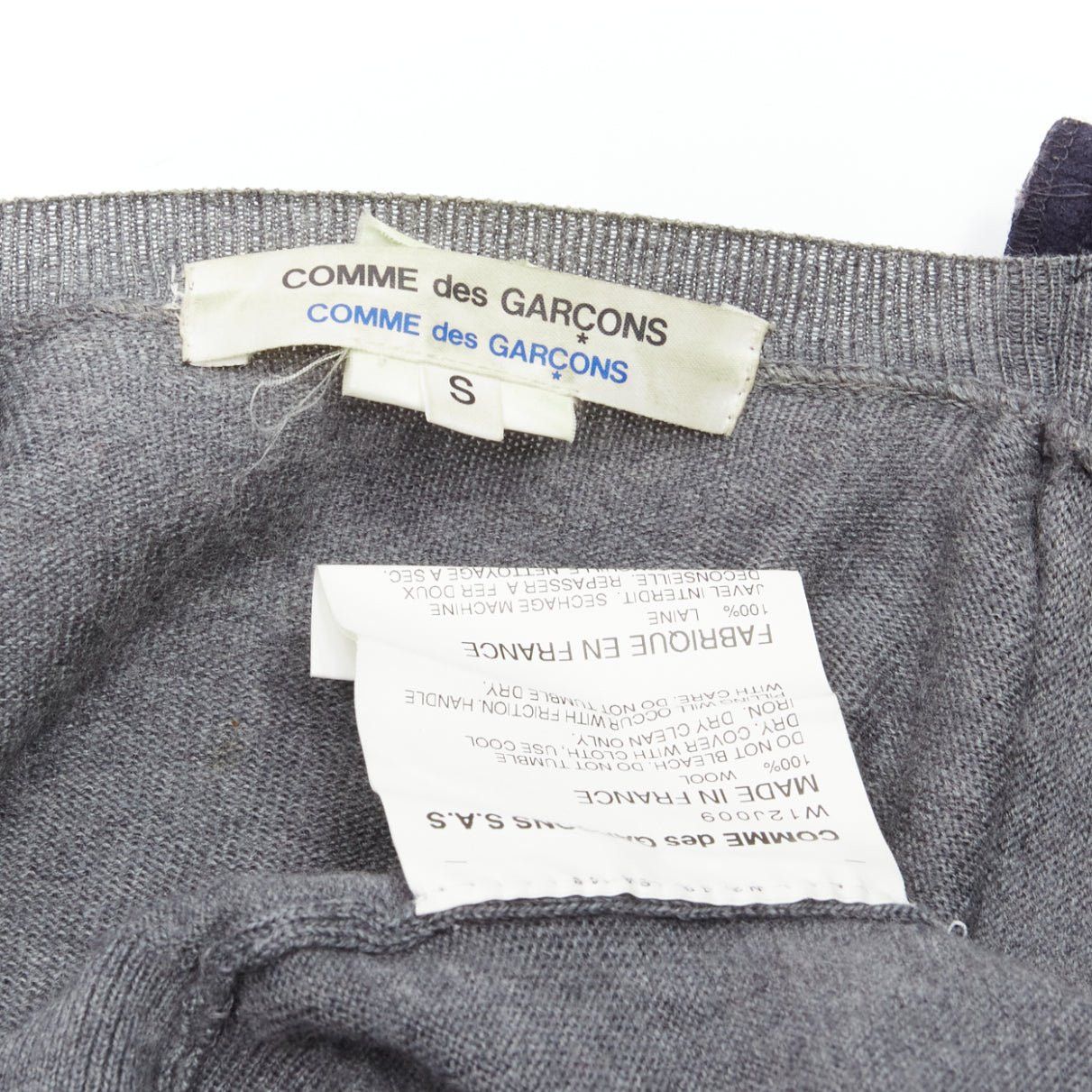 Comme des Garcons COMME DES GARCONS 100% wool navy grey deconstructed hybrid biker cropped cardigan S Size S / US 4 / IT 40 - 10 Thumbnail