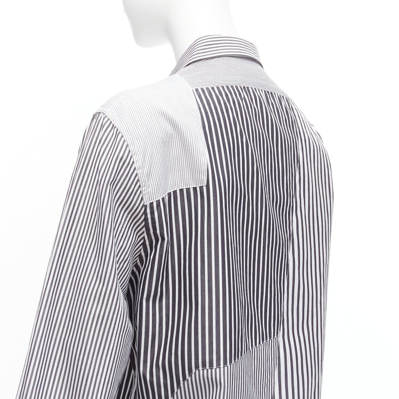 Alexander McQueen ALEXANDER MCQUEEN grey white cotton mixed stripes patchwork shirt Sz.16 L Size L / US 10 / IT 46 - 2 Thumbnail