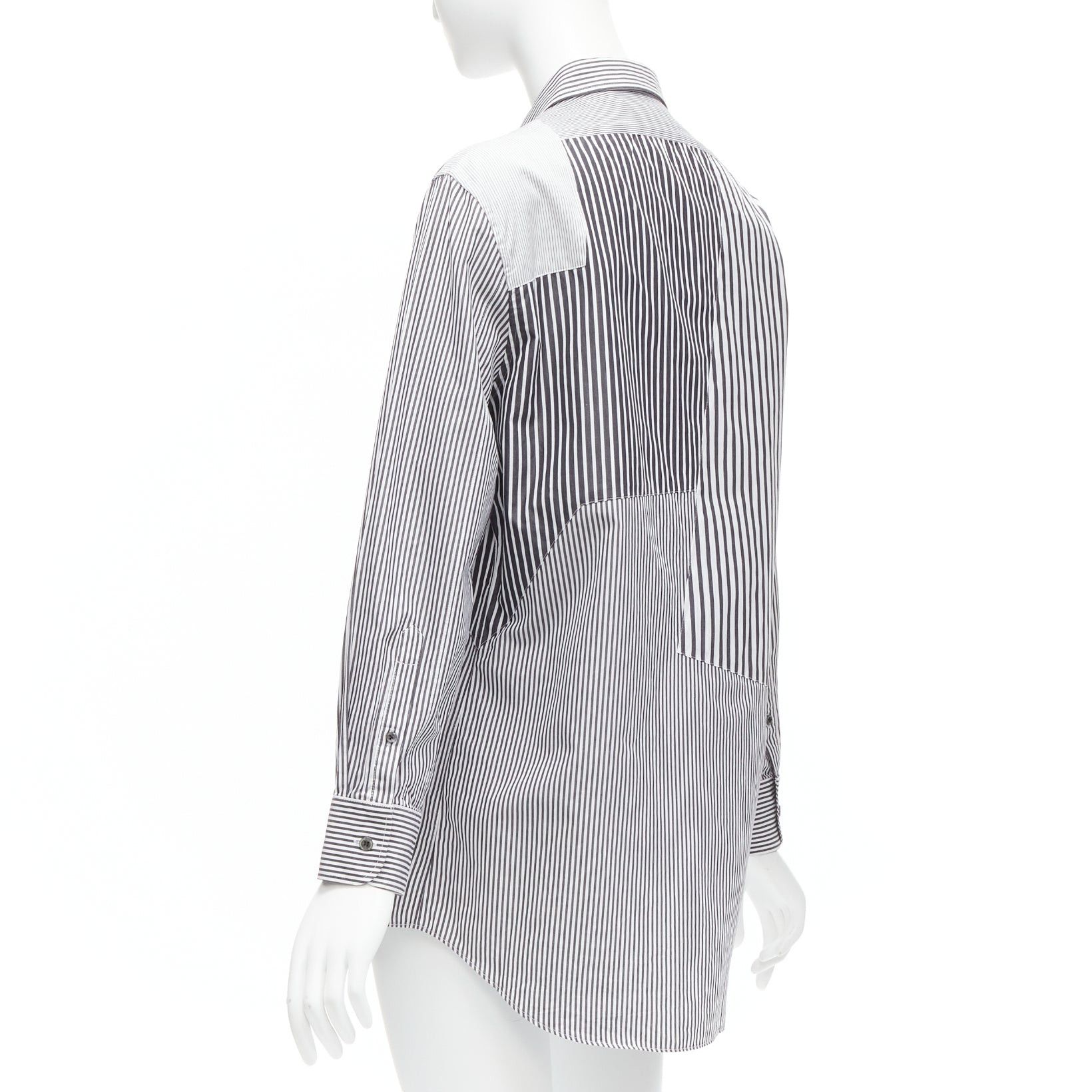 Alexander McQueen ALEXANDER MCQUEEN grey white cotton mixed stripes patchwork shirt Sz.16 L Size L / US 10 / IT 46 - 6 Thumbnail
