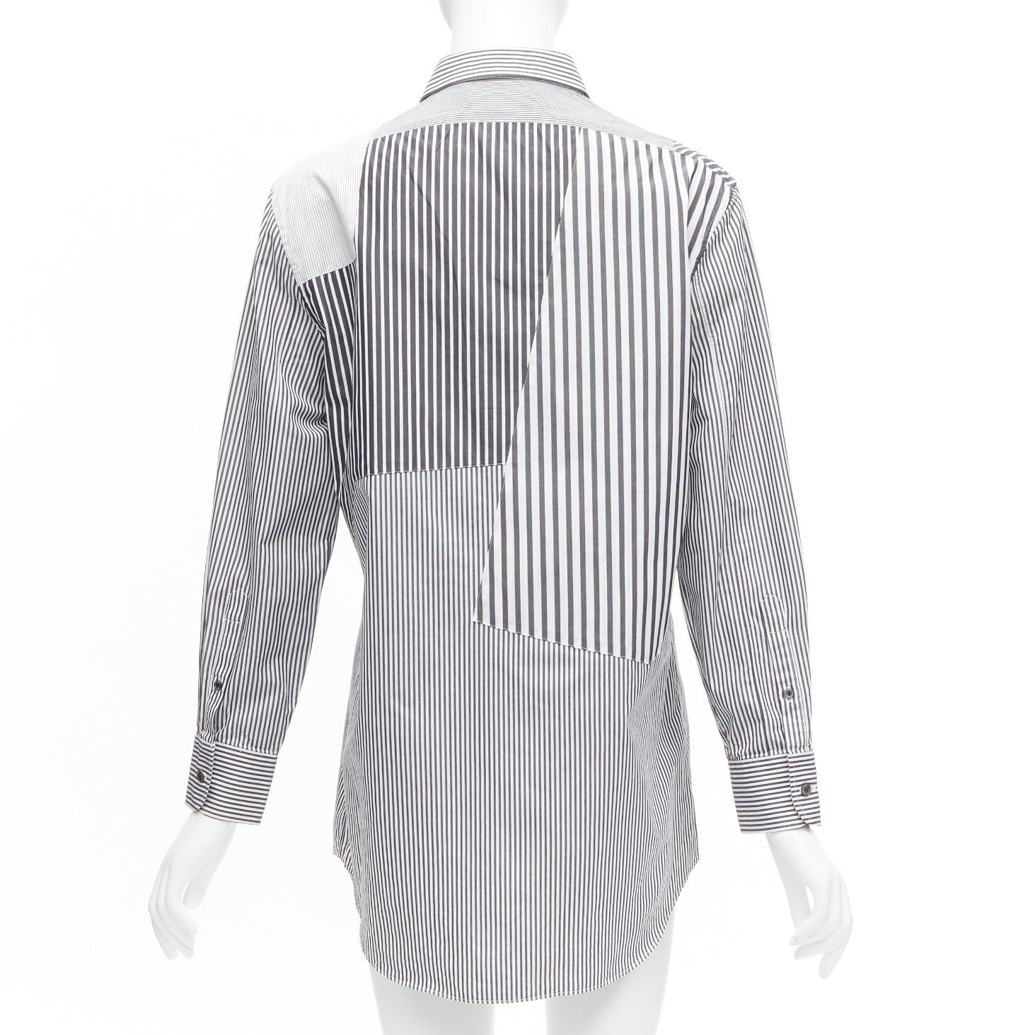 Alexander McQueen ALEXANDER MCQUEEN grey white cotton mixed stripes patchwork shirt Sz.16 L Size L / US 10 / IT 46 - 5 Thumbnail