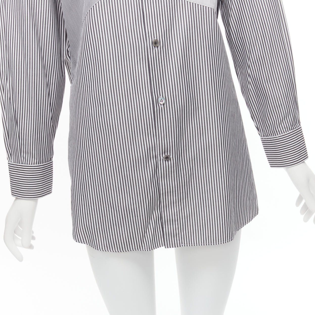 Alexander McQueen ALEXANDER MCQUEEN grey white cotton mixed stripes patchwork shirt Sz.16 L Size L / US 10 / IT 46 - 8 Thumbnail