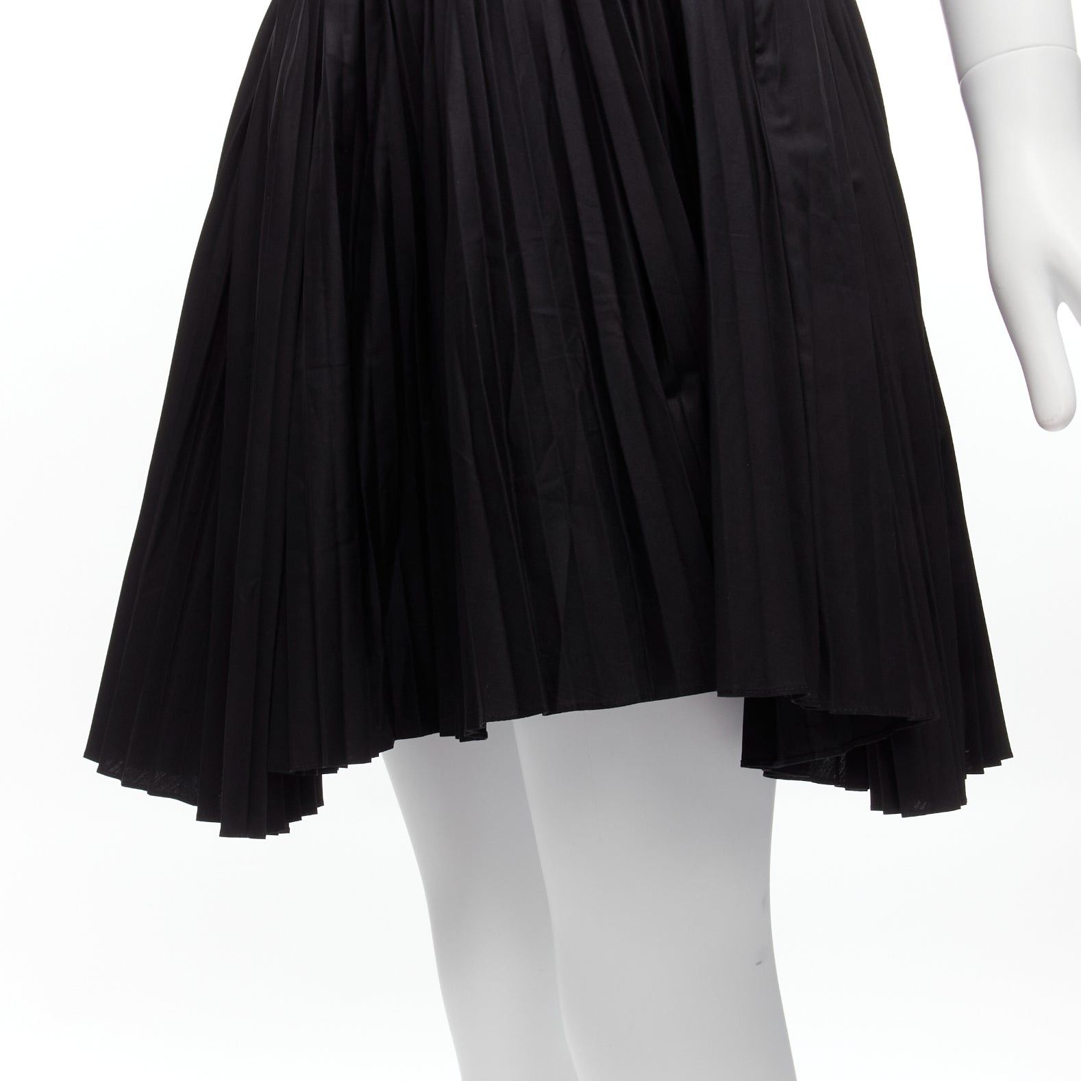 Tod's TOD'S black cotton asymmetric high low pleated flared skirt IT38 XS Size 26" / US 2 / IT 38 - 7 Thumbnail