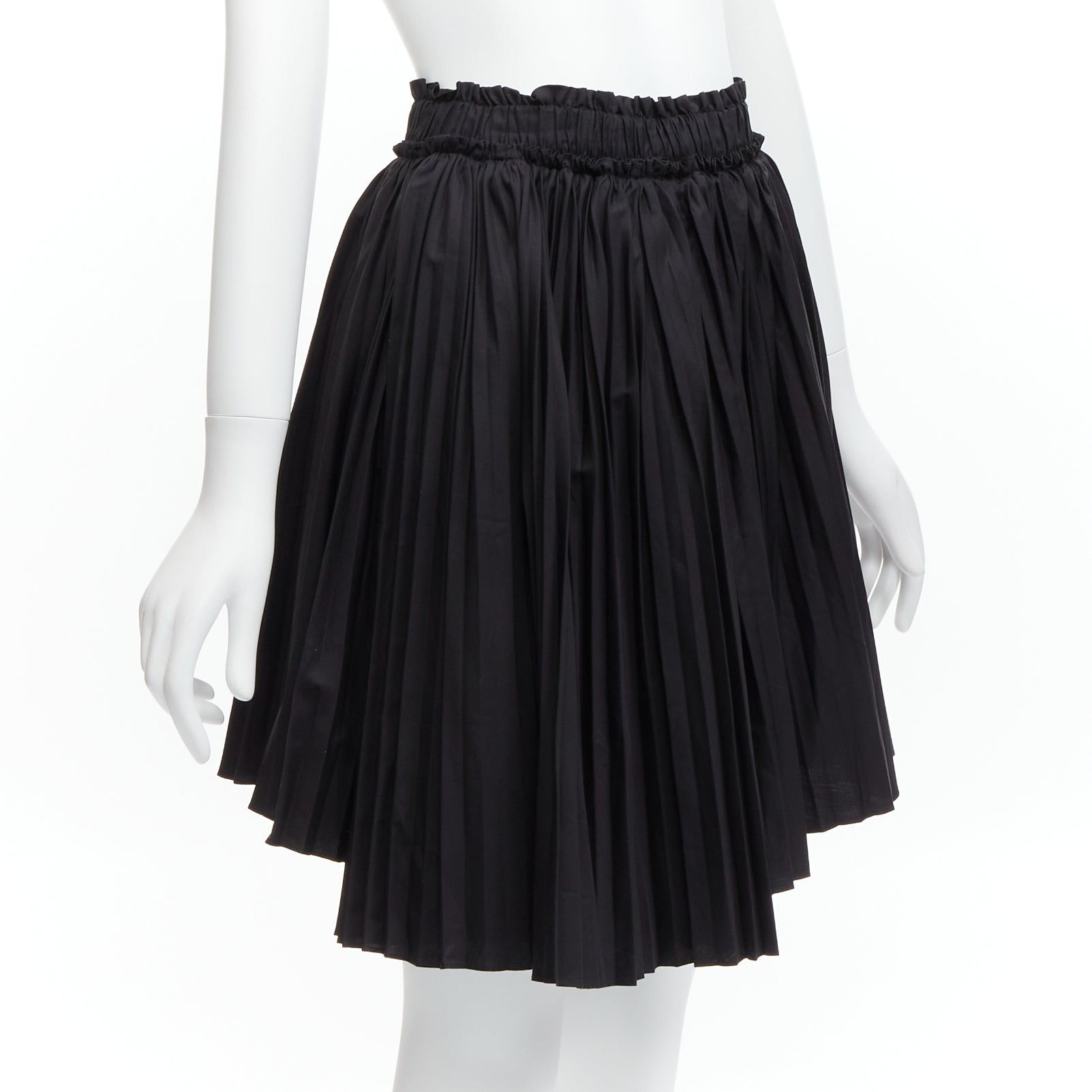 Tod's TOD'S black cotton asymmetric high low pleated flared skirt IT38 XS Size 26" / US 2 / IT 38 - 3 Thumbnail