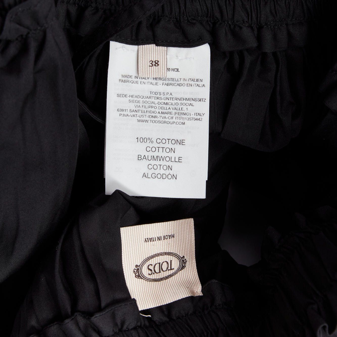 Tod's TOD'S black cotton asymmetric high low pleated flared skirt IT38 XS Size 26" / US 2 / IT 38 - 8 Thumbnail