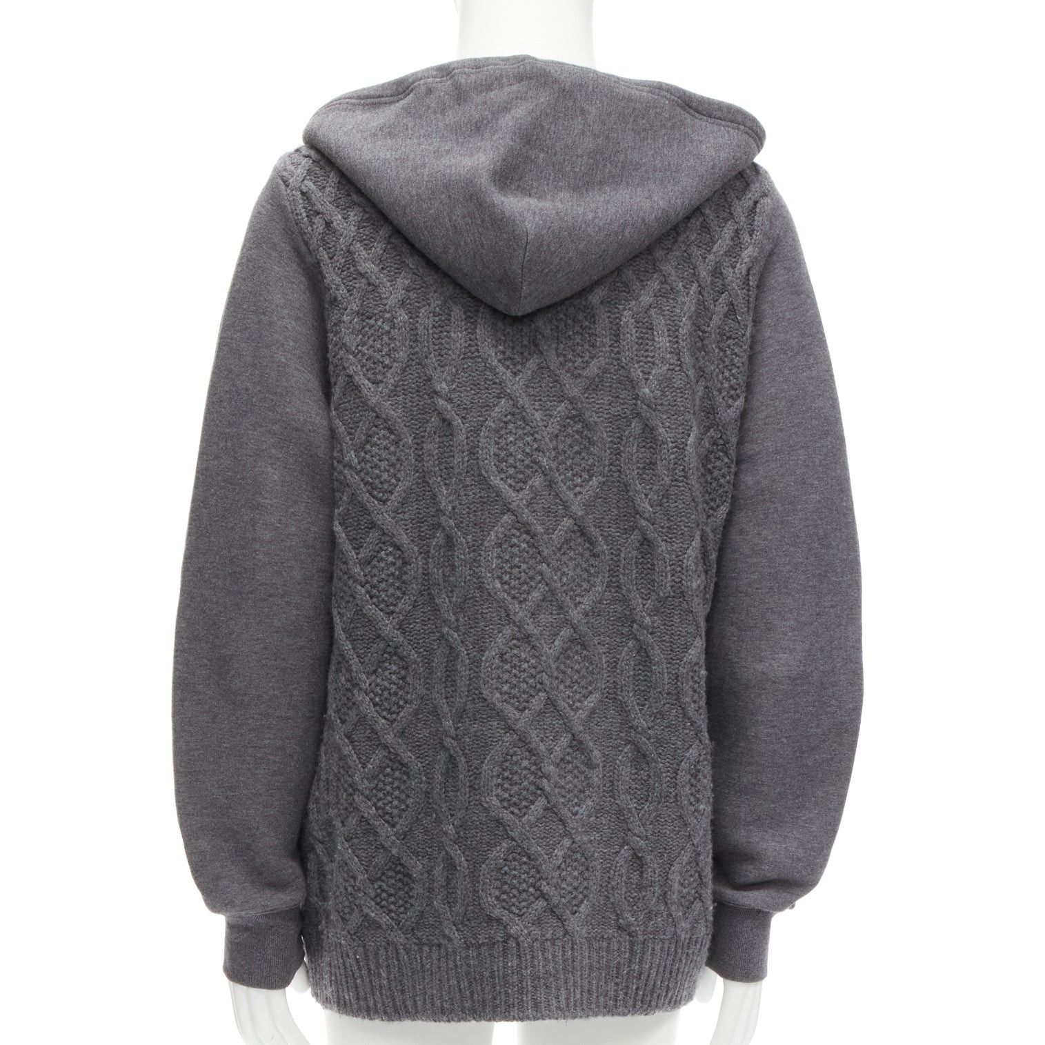 Sacai SACAI 2015 grey 100% wool cable knit contrast hood sweater JP3 L Size US M / EU 48-50 / 2 - 5 Thumbnail