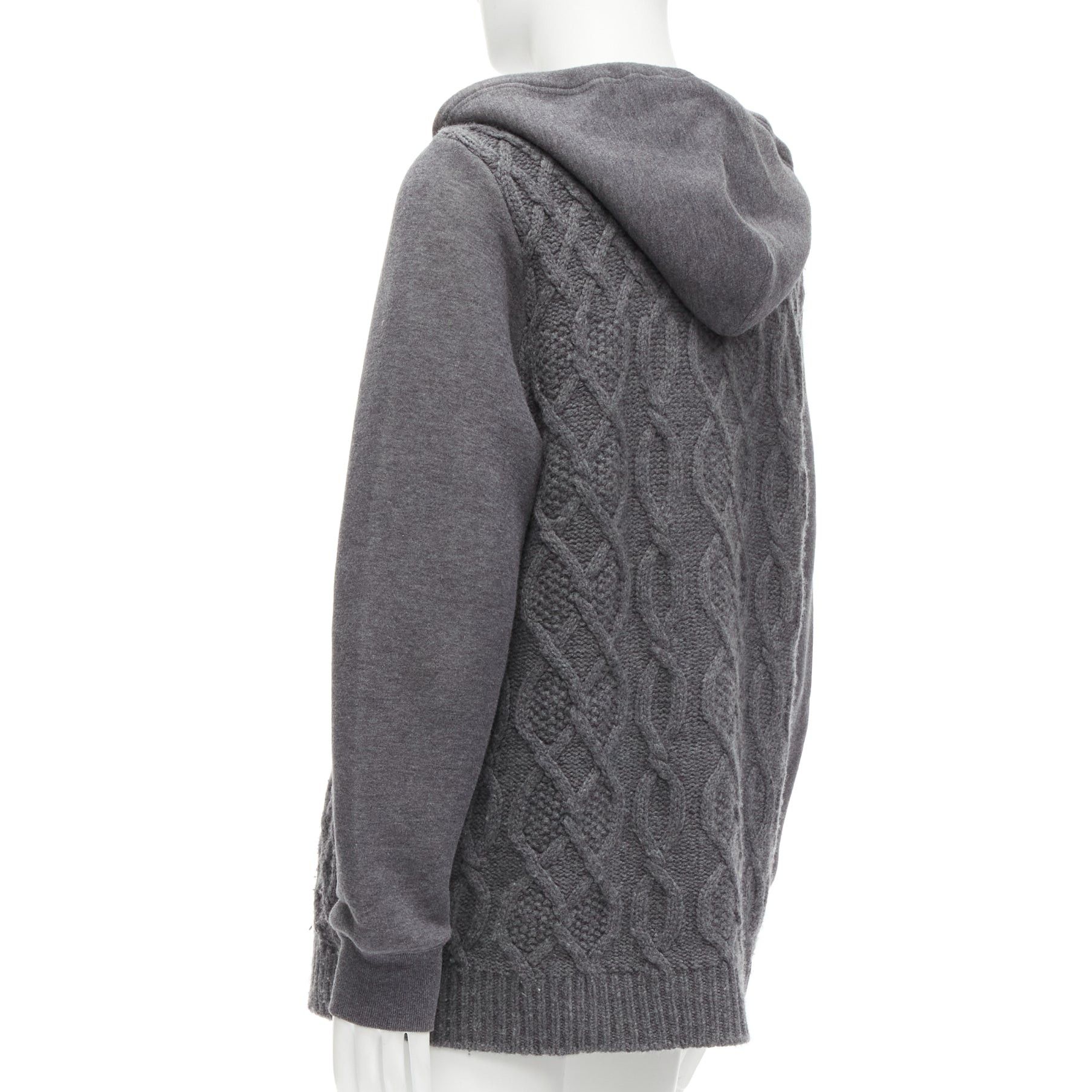 Sacai SACAI 2015 grey 100% wool cable knit contrast hood sweater JP3 L Size US M / EU 48-50 / 2 - 6 Thumbnail