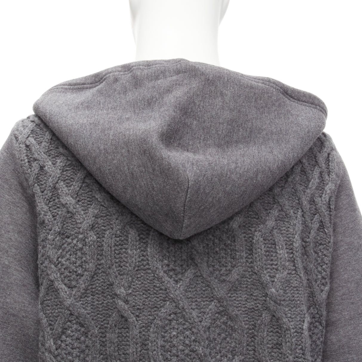 Sacai SACAI 2015 grey 100% wool cable knit contrast hood sweater JP3 L Size US M / EU 48-50 / 2 - 7 Thumbnail