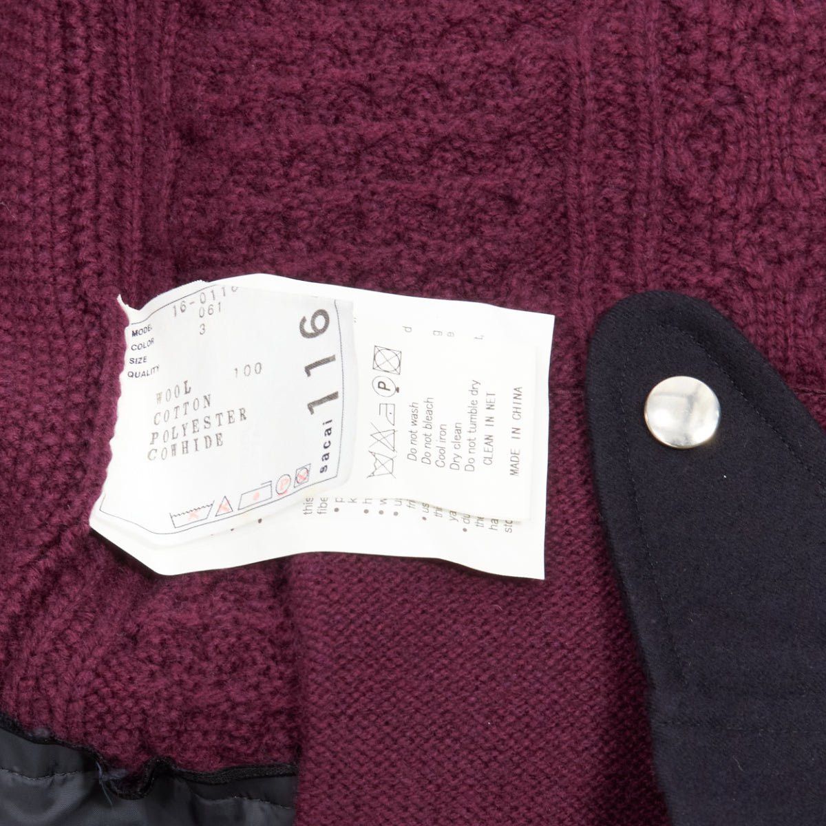 Sacai SACAI 2016 burgundy 100% wool cable knit layered hem cardigan JP3 L Size US L / EU 52-54 / 3 - 9 Thumbnail
