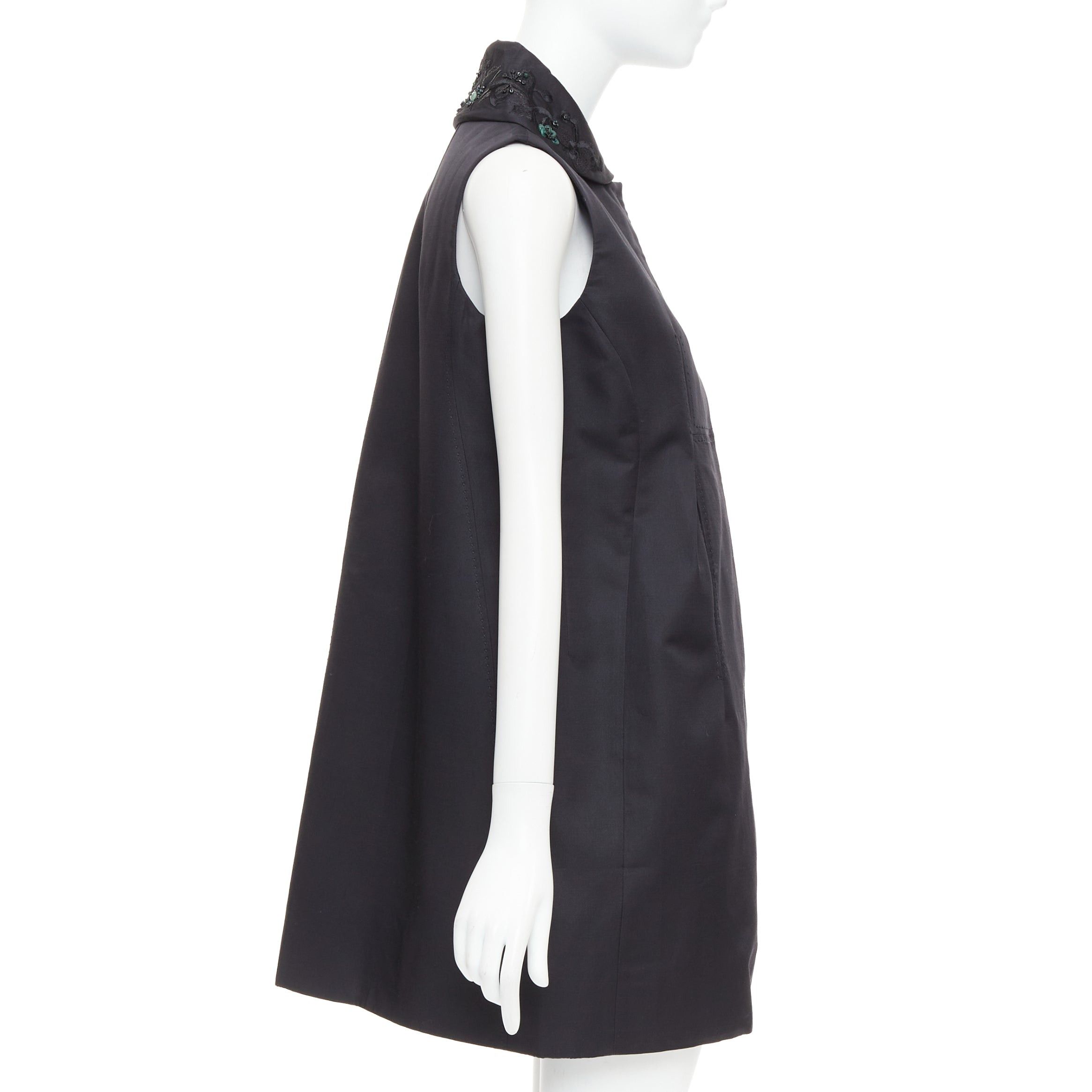 Other SHIATZY CHEN black wool silk green faux jade embellished long vest IT42 M Size M / US 6-8 / IT 42-44 - 4 Thumbnail