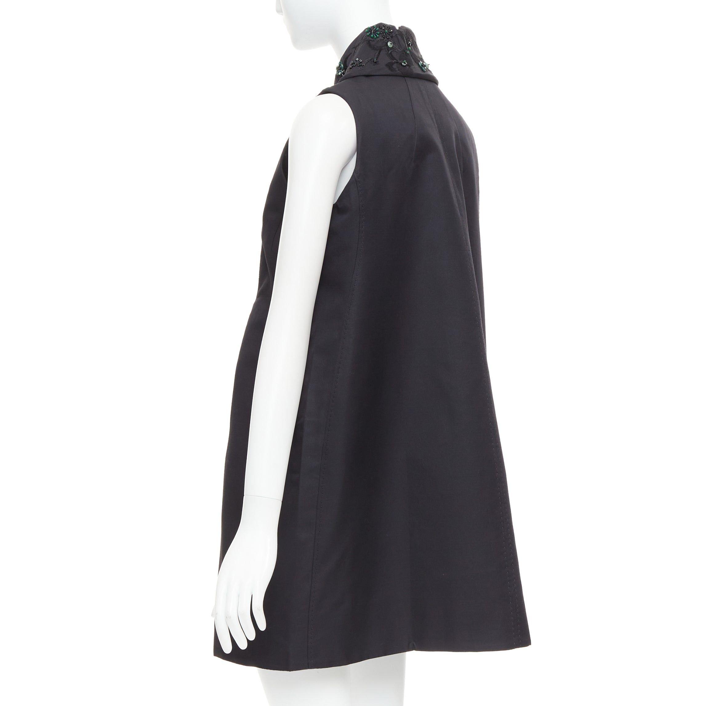 Other SHIATZY CHEN black wool silk green faux jade embellished long vest IT42 M Size M / US 6-8 / IT 42-44 - 6 Thumbnail