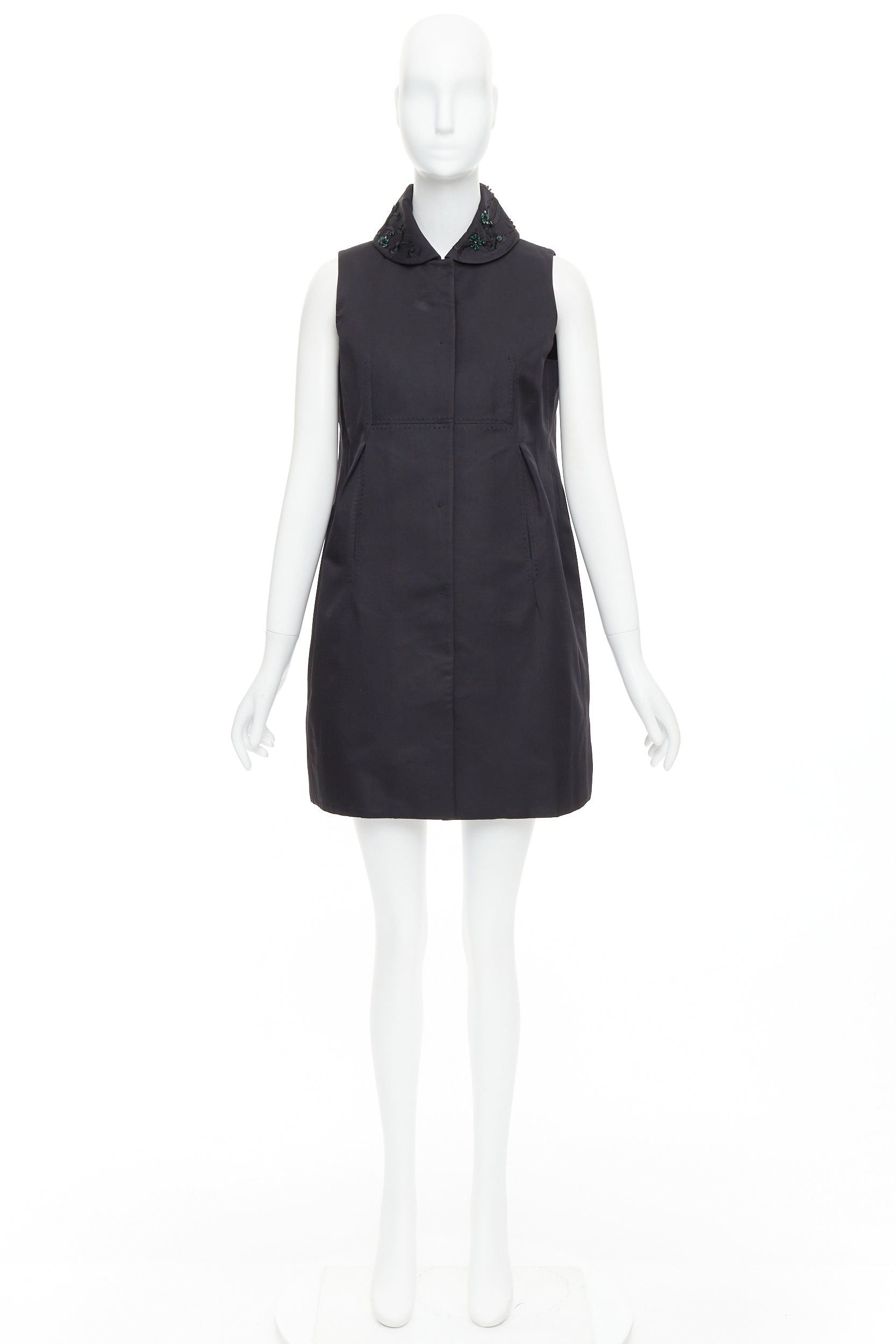 Other SHIATZY CHEN black wool silk green faux jade embellished long vest IT42 M Size M / US 6-8 / IT 42-44 - 9 Thumbnail