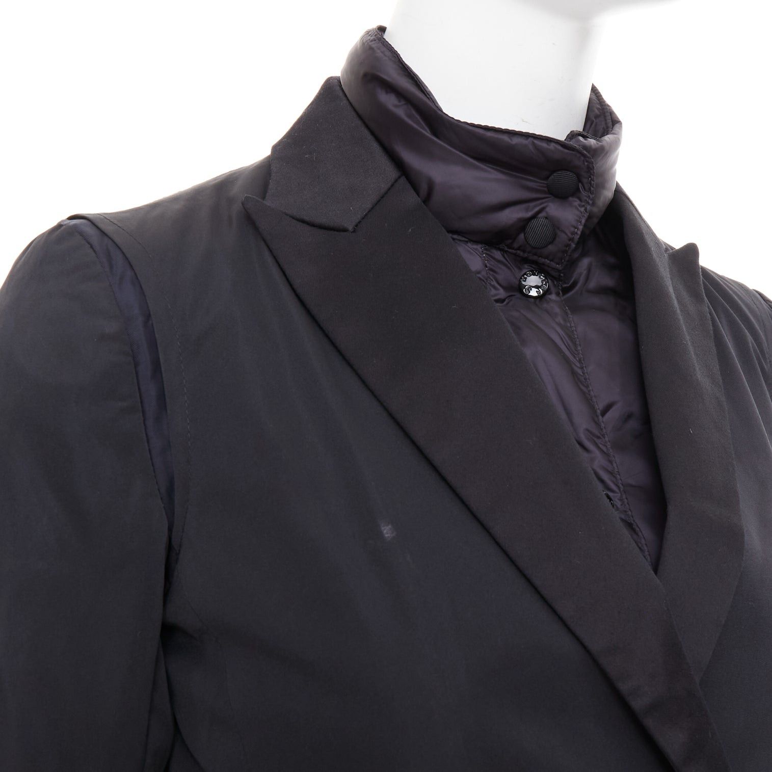 Moncler MONCLER G32-003 black layered down filled puffer tuxedo blazer top Size S / US 4 / IT 40 - 8 Thumbnail