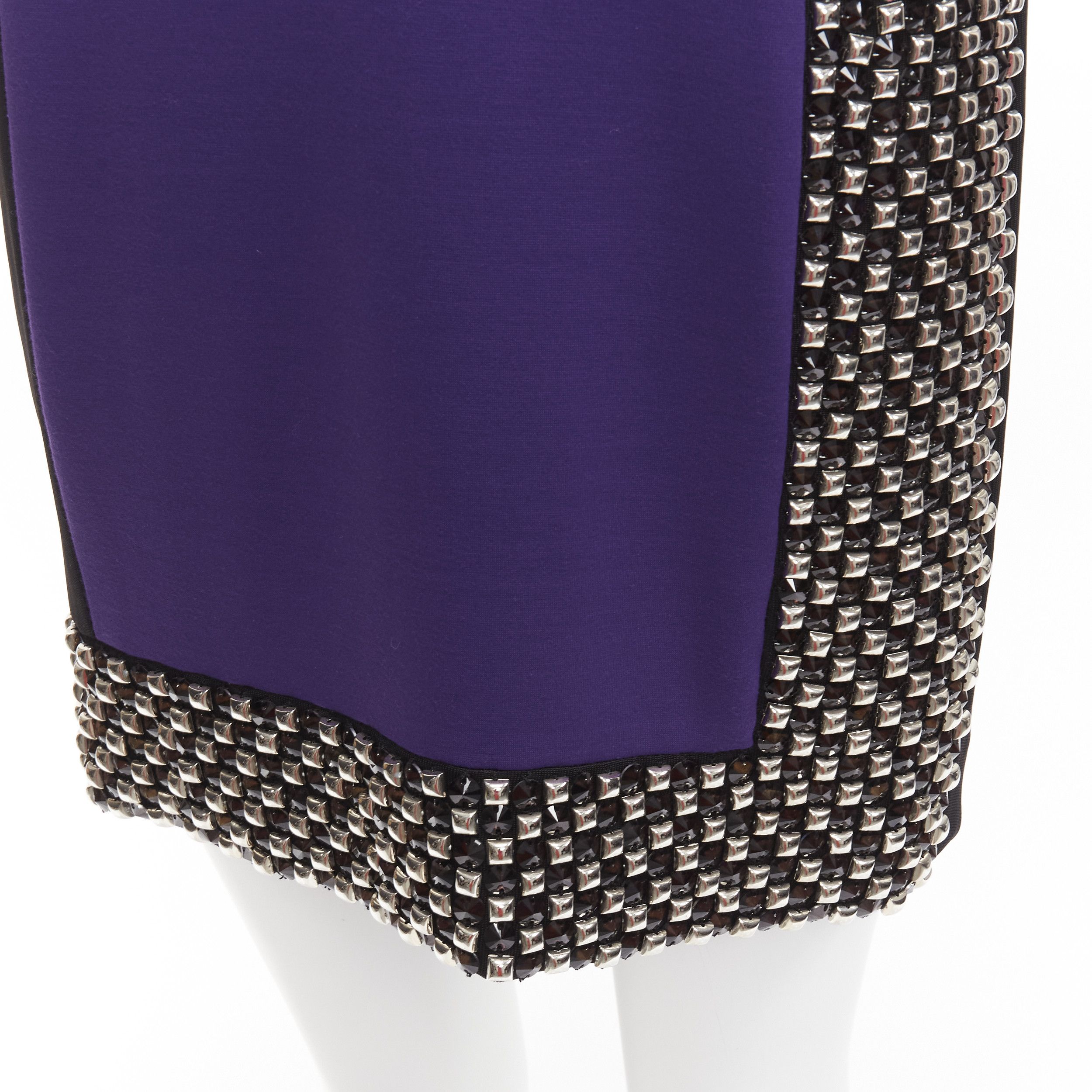 Versace VERSACE purple silk blend silver studs colorblock mod shift dress IT42 M Size M / US 6-8 / IT 42-44 - 7 Thumbnail