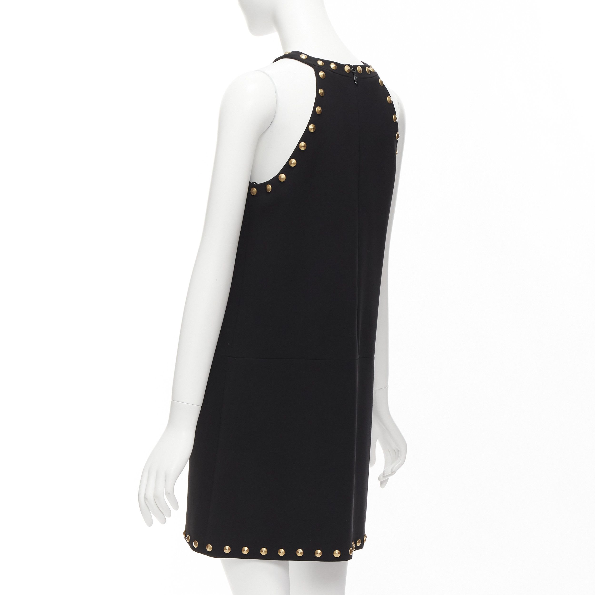 Moschino MOSCHINO black gold studded pocket flaps sleeveless dress IT40 S Size S / US 4 / IT 40 - 6 Thumbnail