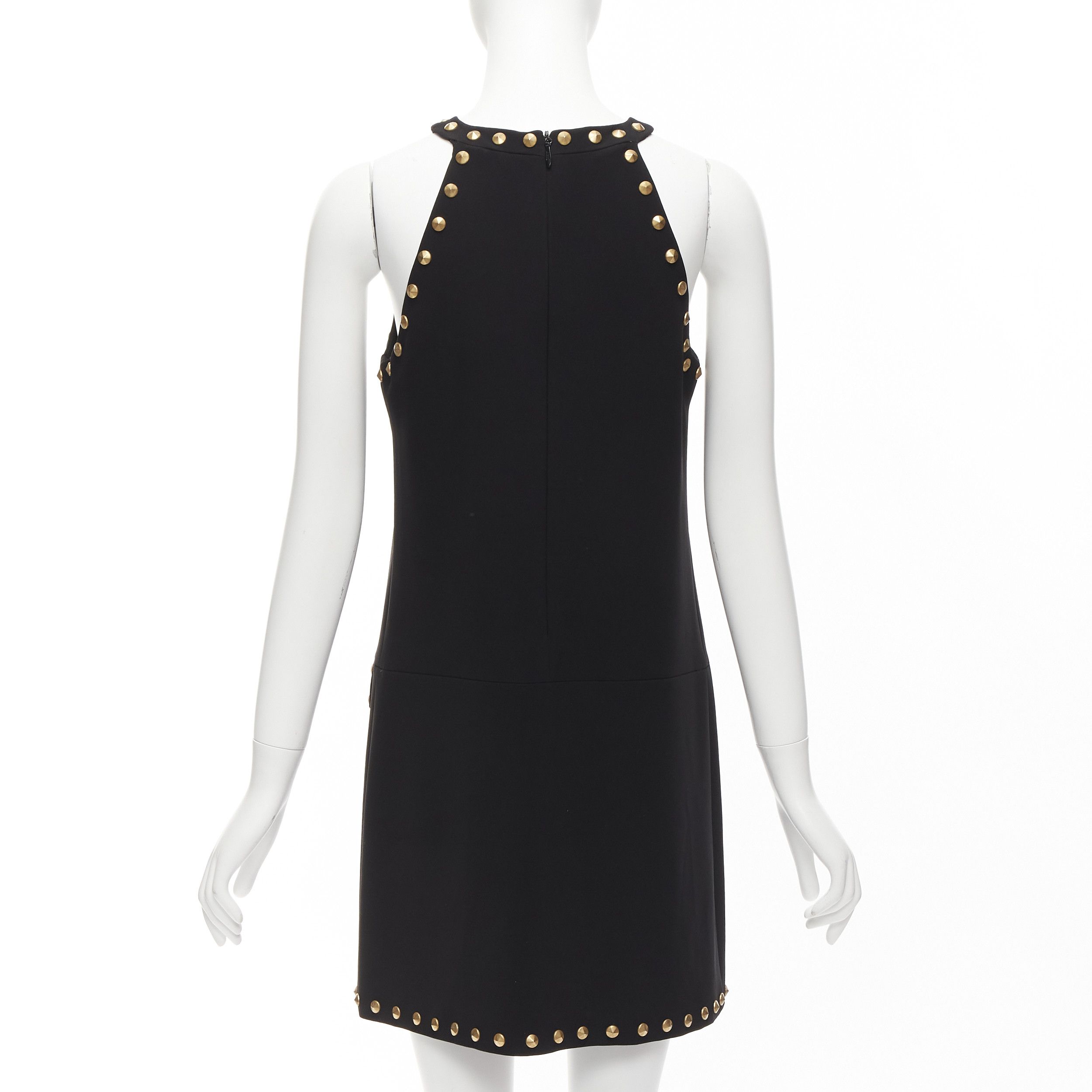 Moschino MOSCHINO black gold studded pocket flaps sleeveless dress IT40 S Size S / US 4 / IT 40 - 5 Thumbnail