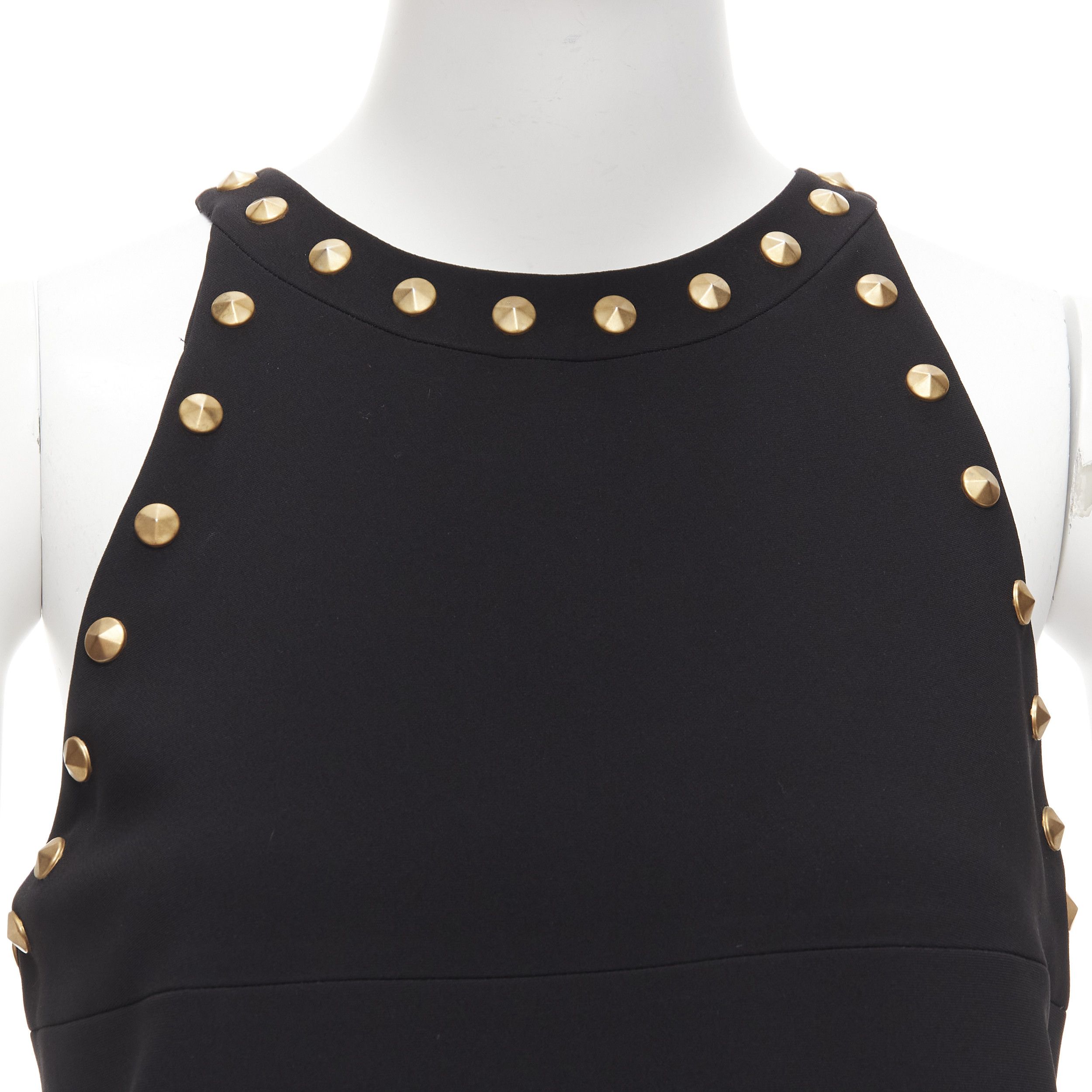 Moschino MOSCHINO black gold studded pocket flaps sleeveless dress IT40 S Size S / US 4 / IT 40 - 7 Thumbnail
