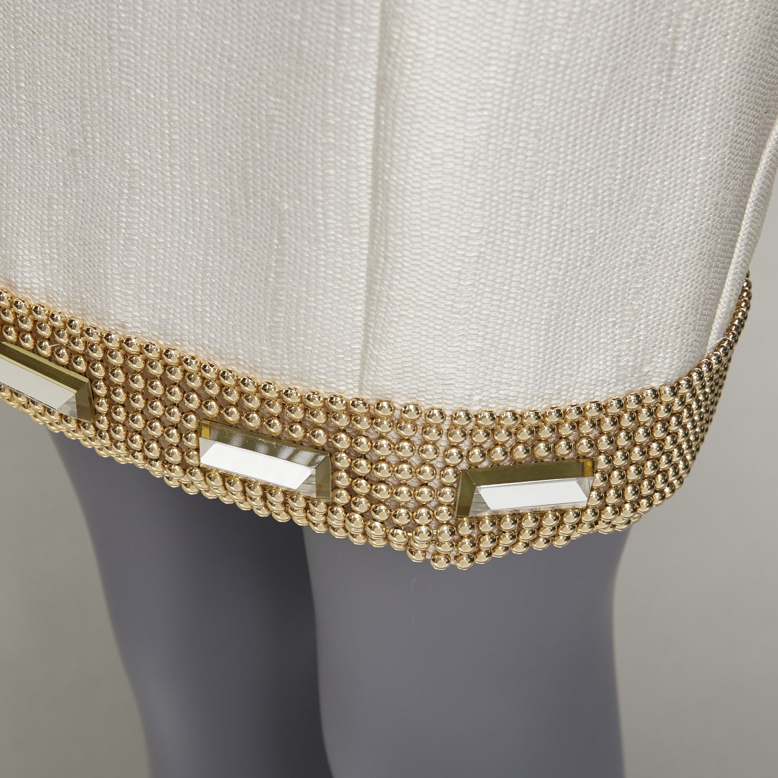 Versace VERSACE cream gold bead clear crystal embellished hem shift dress IT38 XS Size XS / US 0-2 / IT 36-38 - 2 Thumbnail