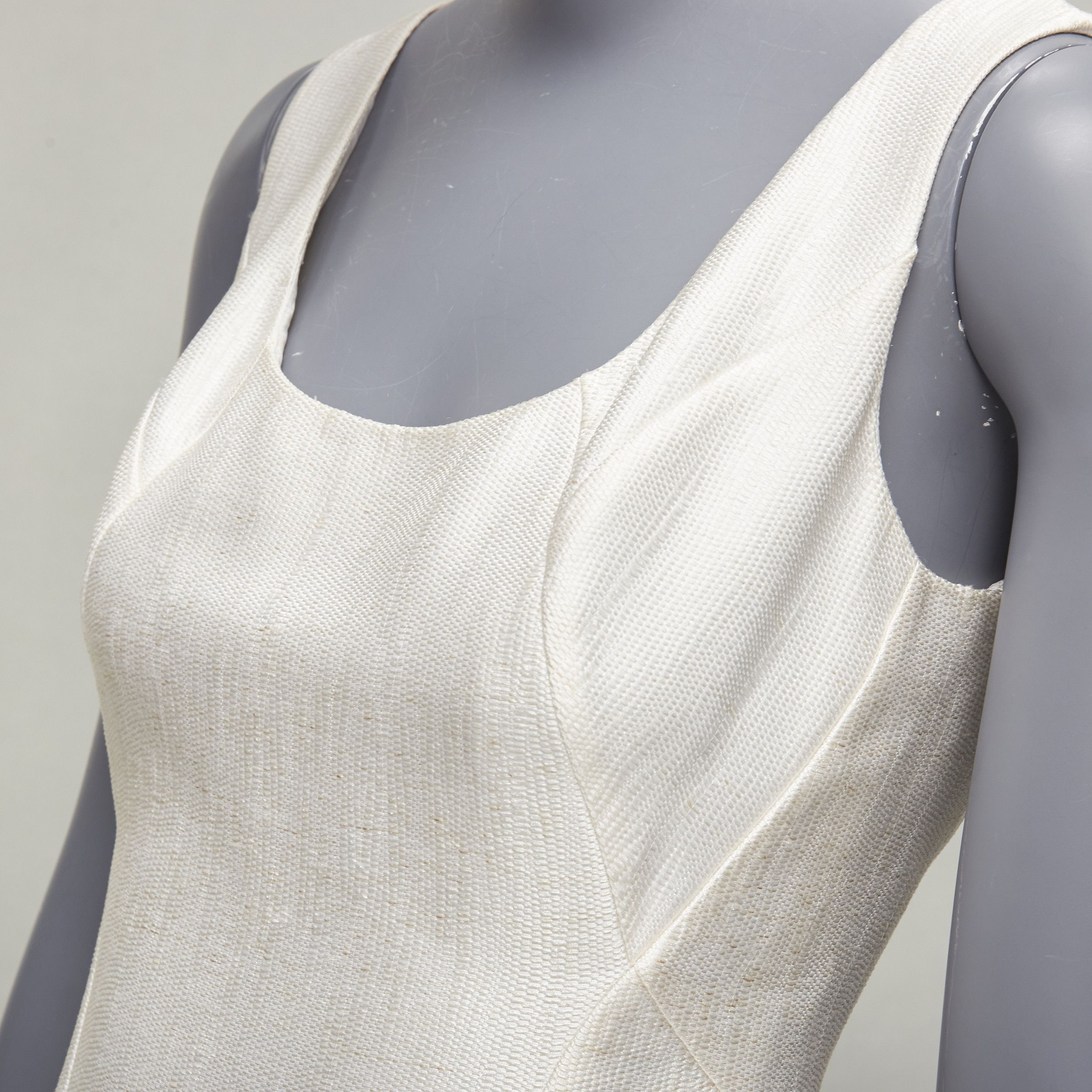Versace VERSACE cream gold bead clear crystal embellished hem shift dress IT38 XS Size XS / US 0-2 / IT 36-38 - 7 Thumbnail