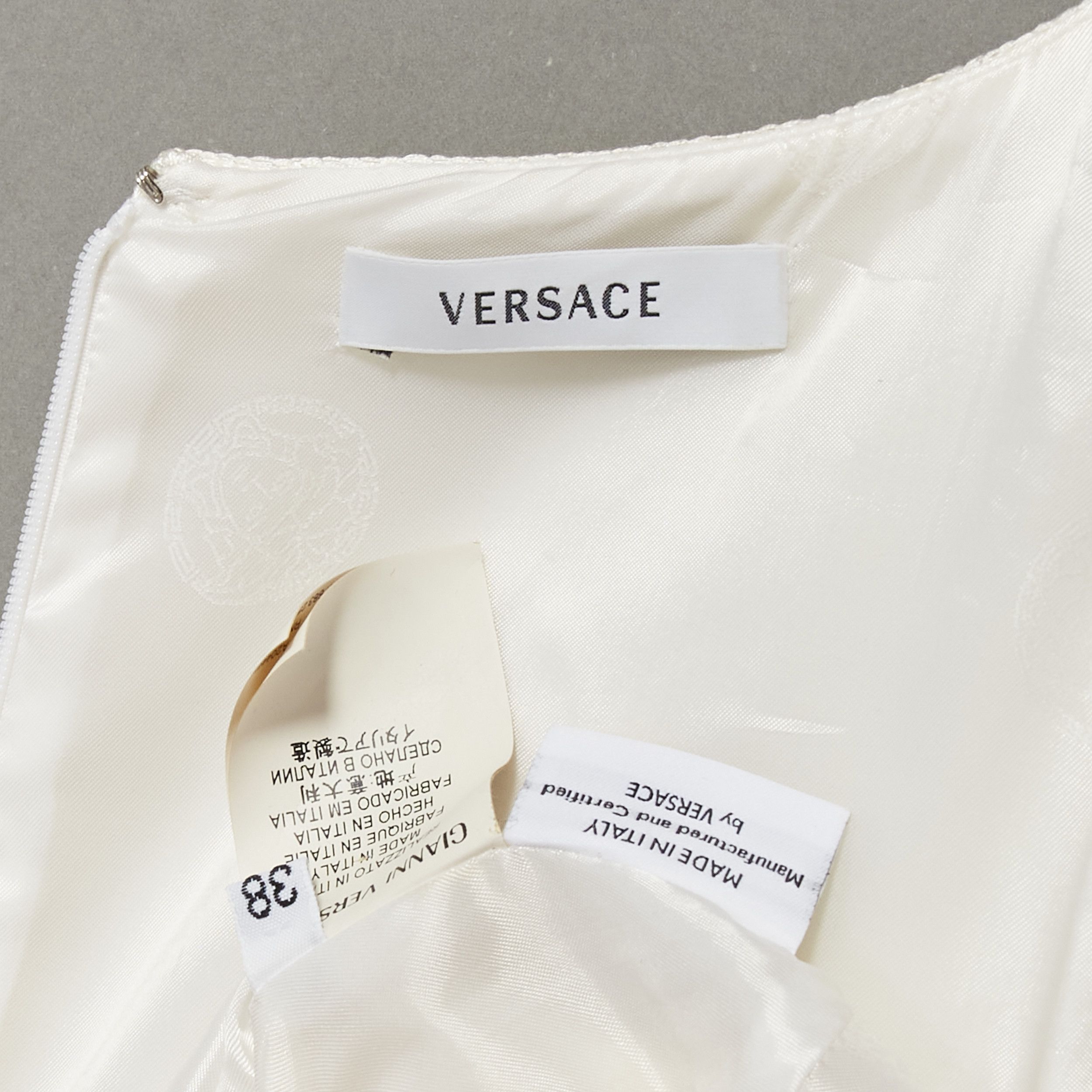 Versace VERSACE cream gold bead clear crystal embellished hem shift dress IT38 XS Size XS / US 0-2 / IT 36-38 - 10 Thumbnail