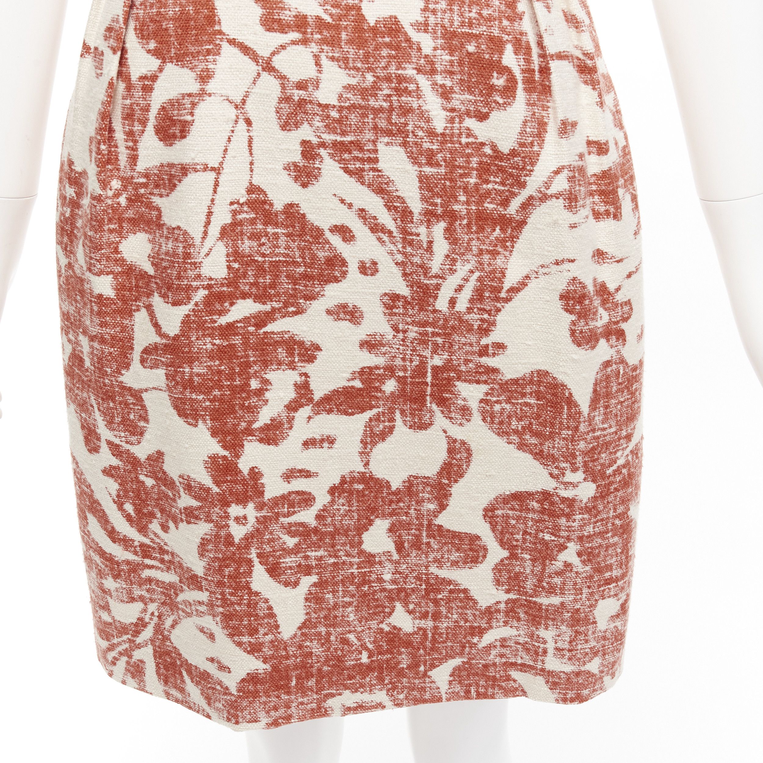 Monique Lhuillier MONIQUE LHUILLIER cream red floral embellished collar sheath dress Size M / US 6-8 / IT 42-44 - 7 Thumbnail
