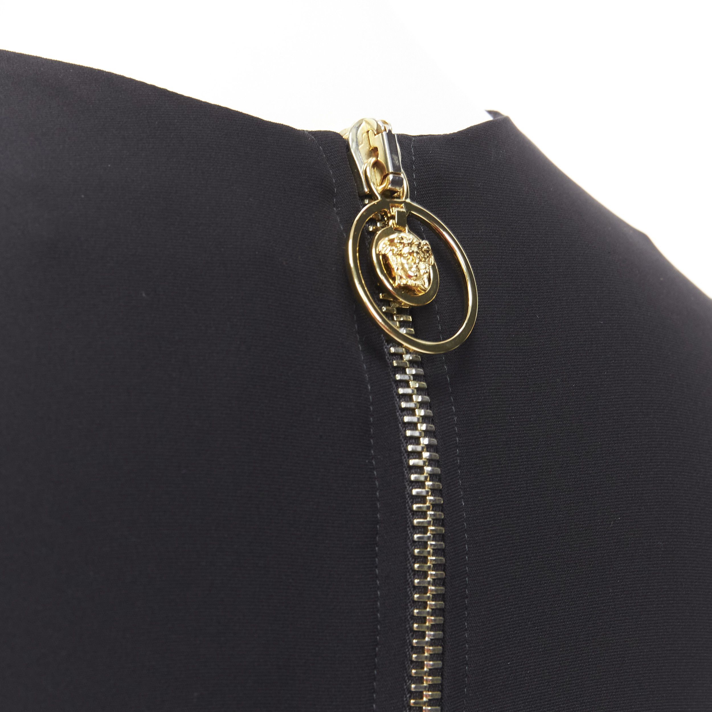 Versace VERSACE 2014 black scaled leather patchwork sheer panel mod mini shift dress Size S / US 4 / IT 40 - 7 Thumbnail