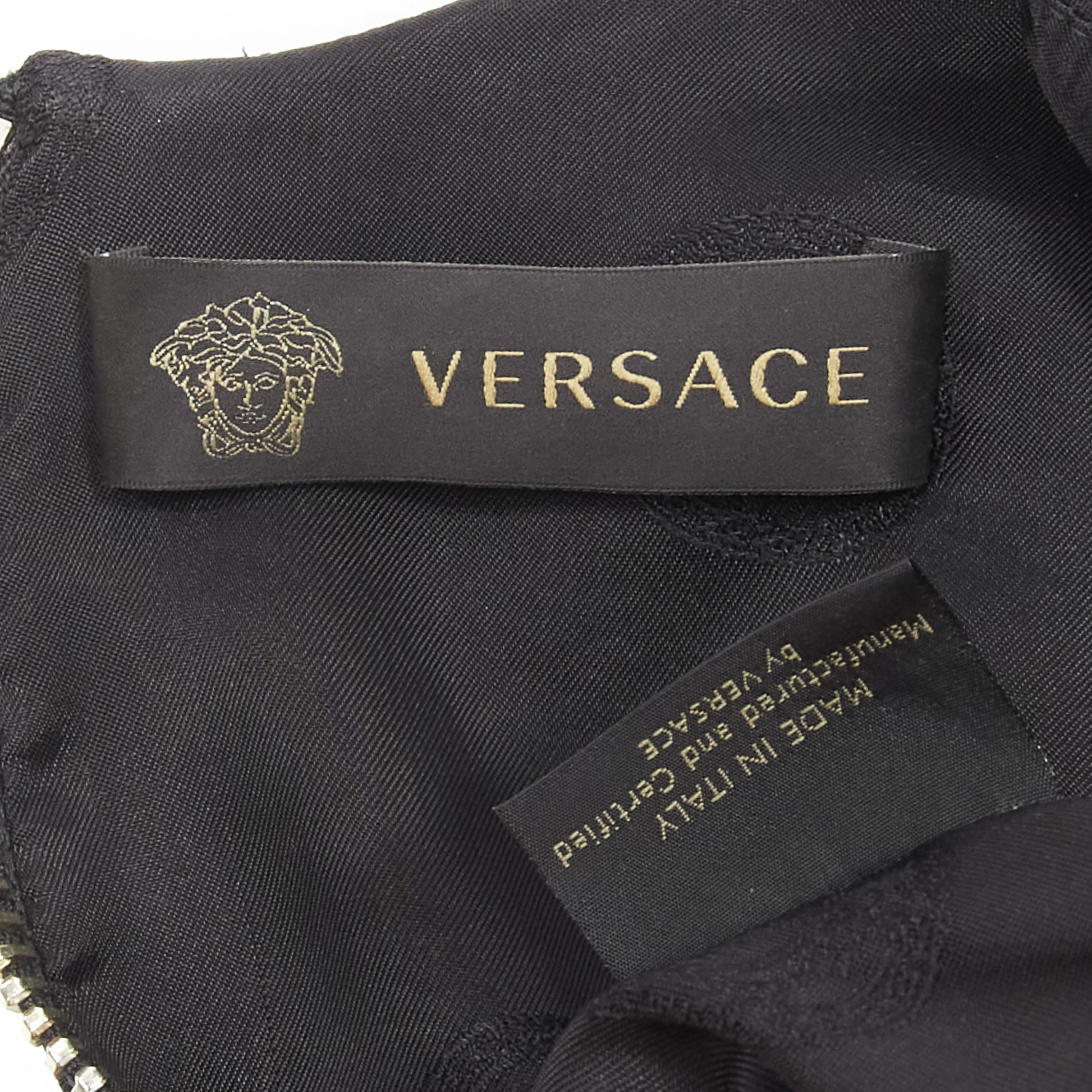 Versace VERSACE 2014 black scaled leather patchwork sheer panel mod mini shift dress Size S / US 4 / IT 40 - 8 Thumbnail