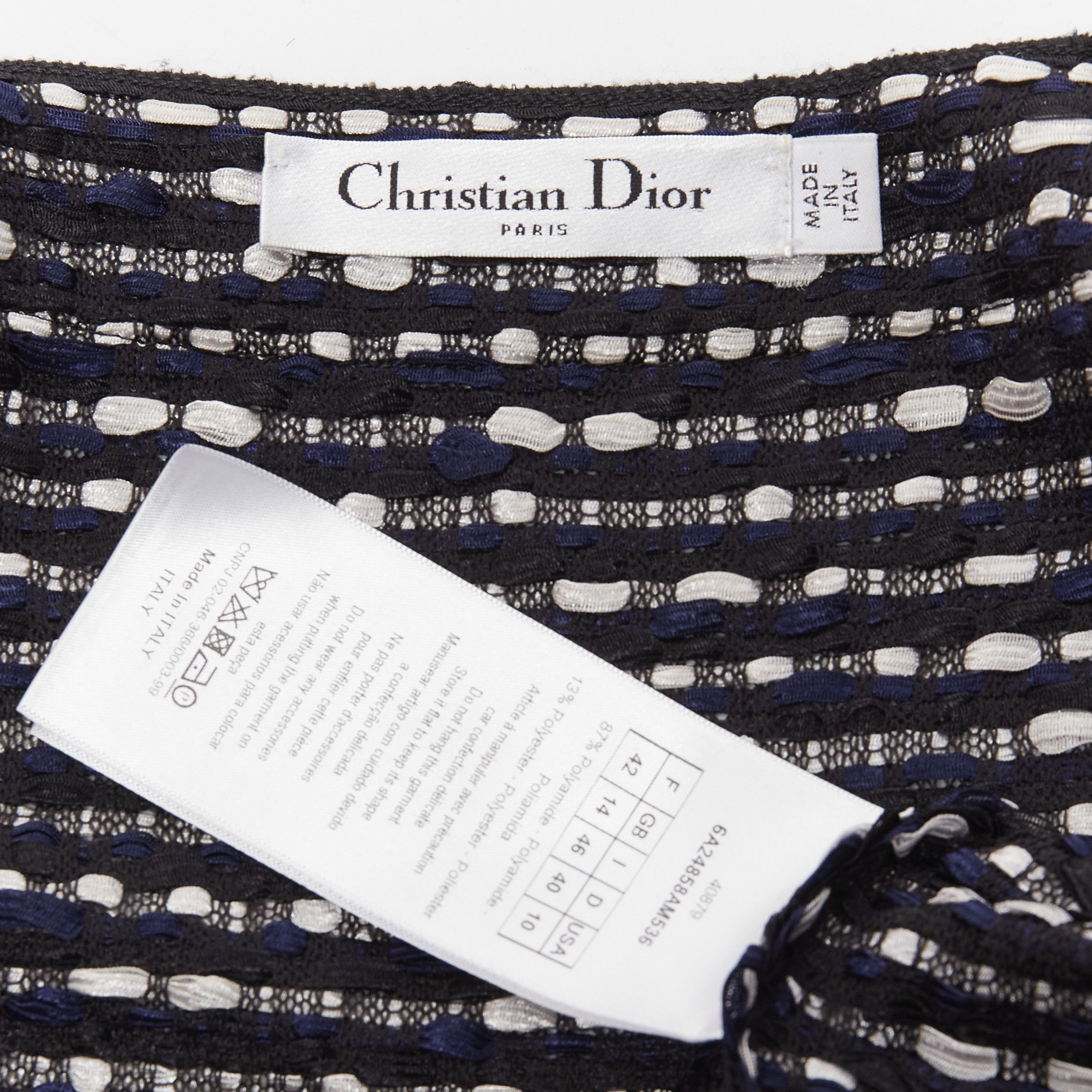 Dior CHRISTIAN DIOR navy white light weave CD logo button long coat FR42 XL Size L / US 10 / IT 46 - 9 Thumbnail