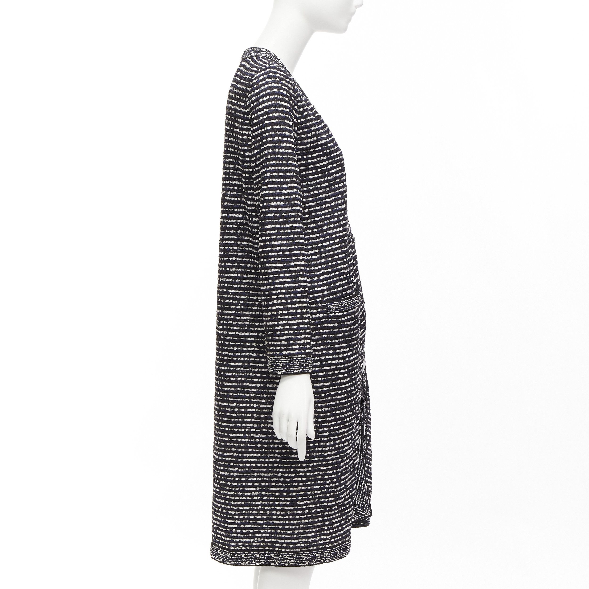 Dior CHRISTIAN DIOR navy white light weave CD logo button long coat FR42 XL Size L / US 10 / IT 46 - 5 Thumbnail